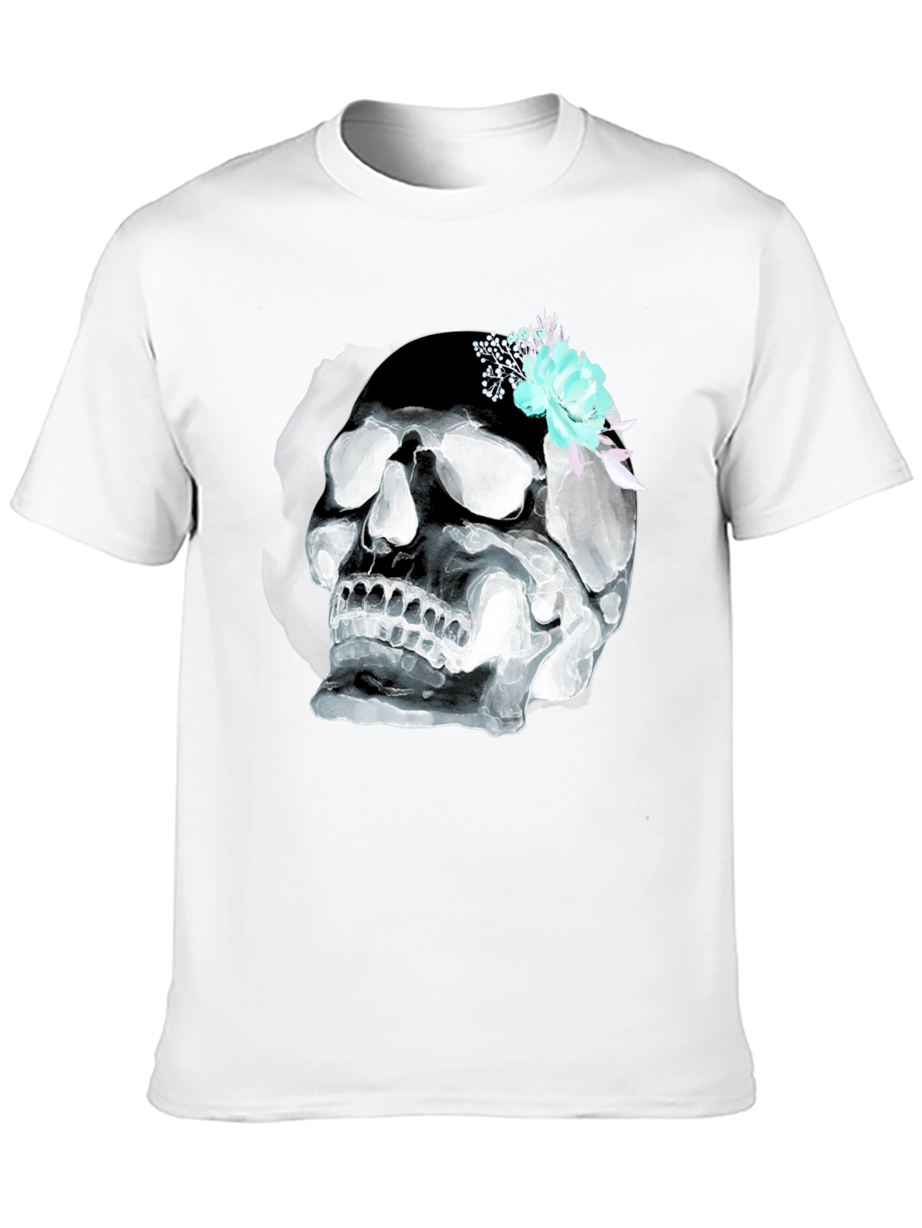Skull & Flowers Graphic Tee - Mens Black T-Shirt