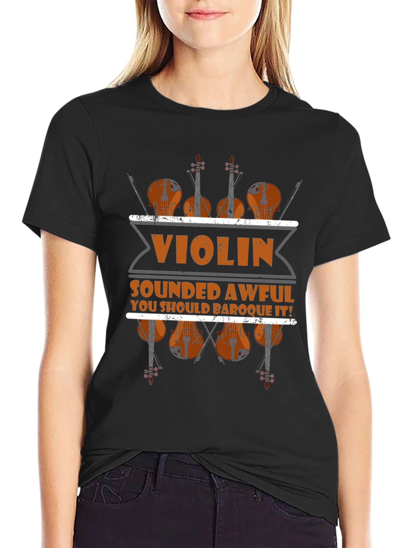 Violin Sounded Awful Baroque It Black Graphic Tee