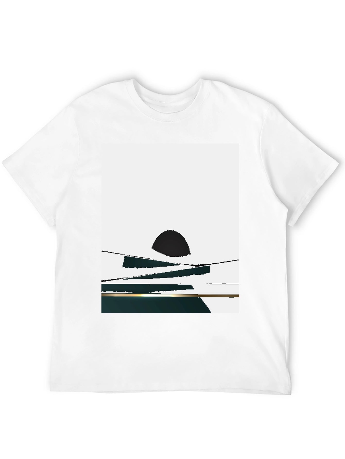 Abstract Sunset Graphic Tee - Black Casual T-Shirt