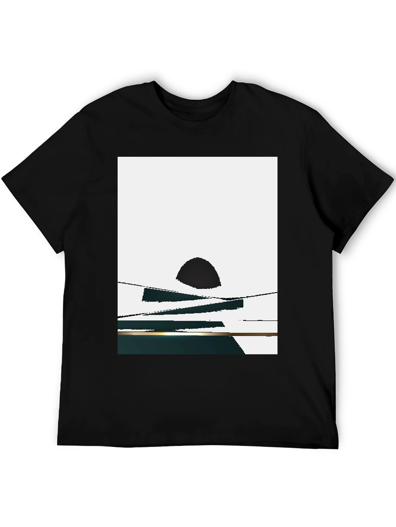 Abstract Sunset Graphic Tee - Black Casual T-Shirt