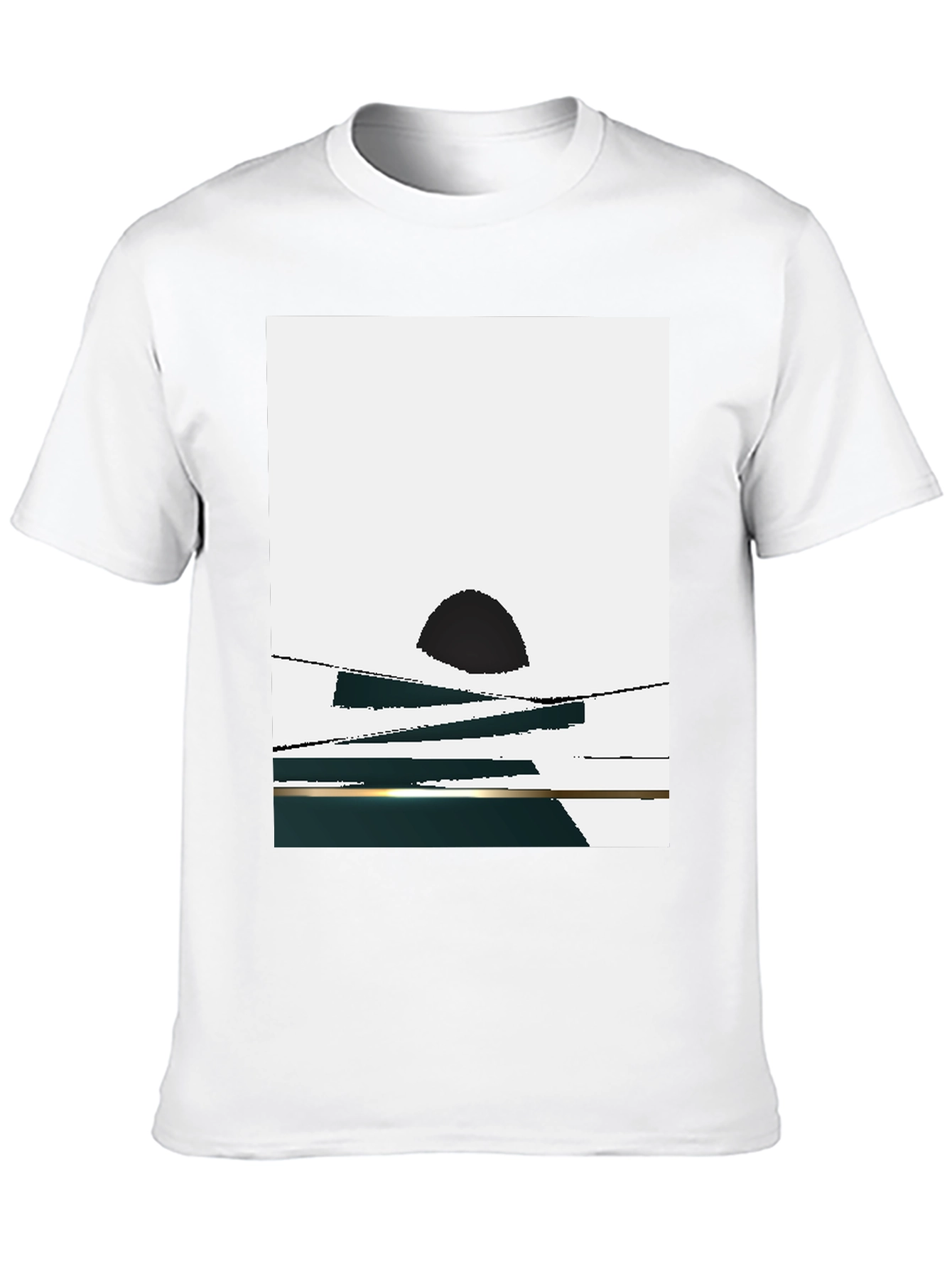 Abstract Sunset Graphic Tee - Black Casual T-Shirt