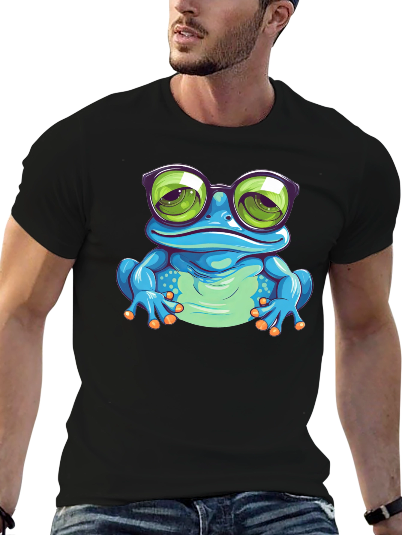 Cool Frog Graphic Tee - Stylish Mens Black T-Shirt