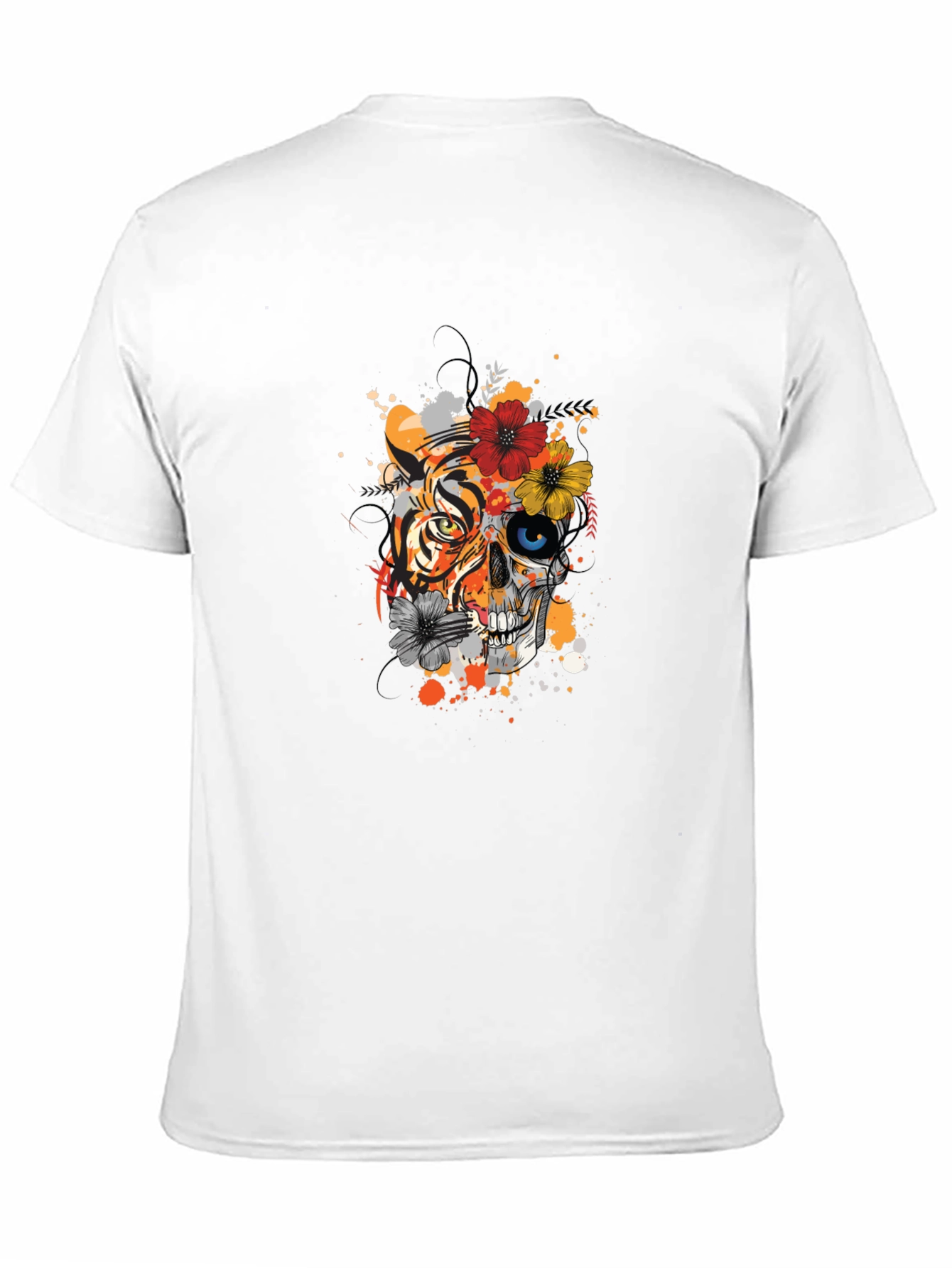 Tiger & Skull Floral Graphic T-Shirt