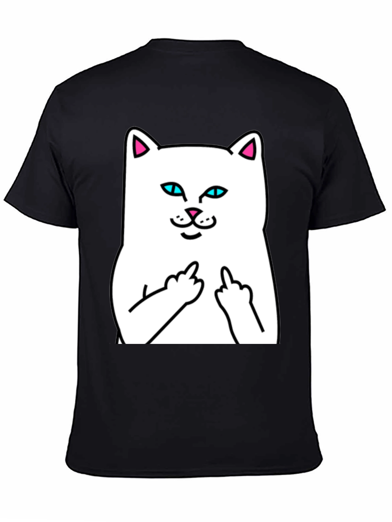 Rebellious Cat Graphic Tee - Black T-Shirt