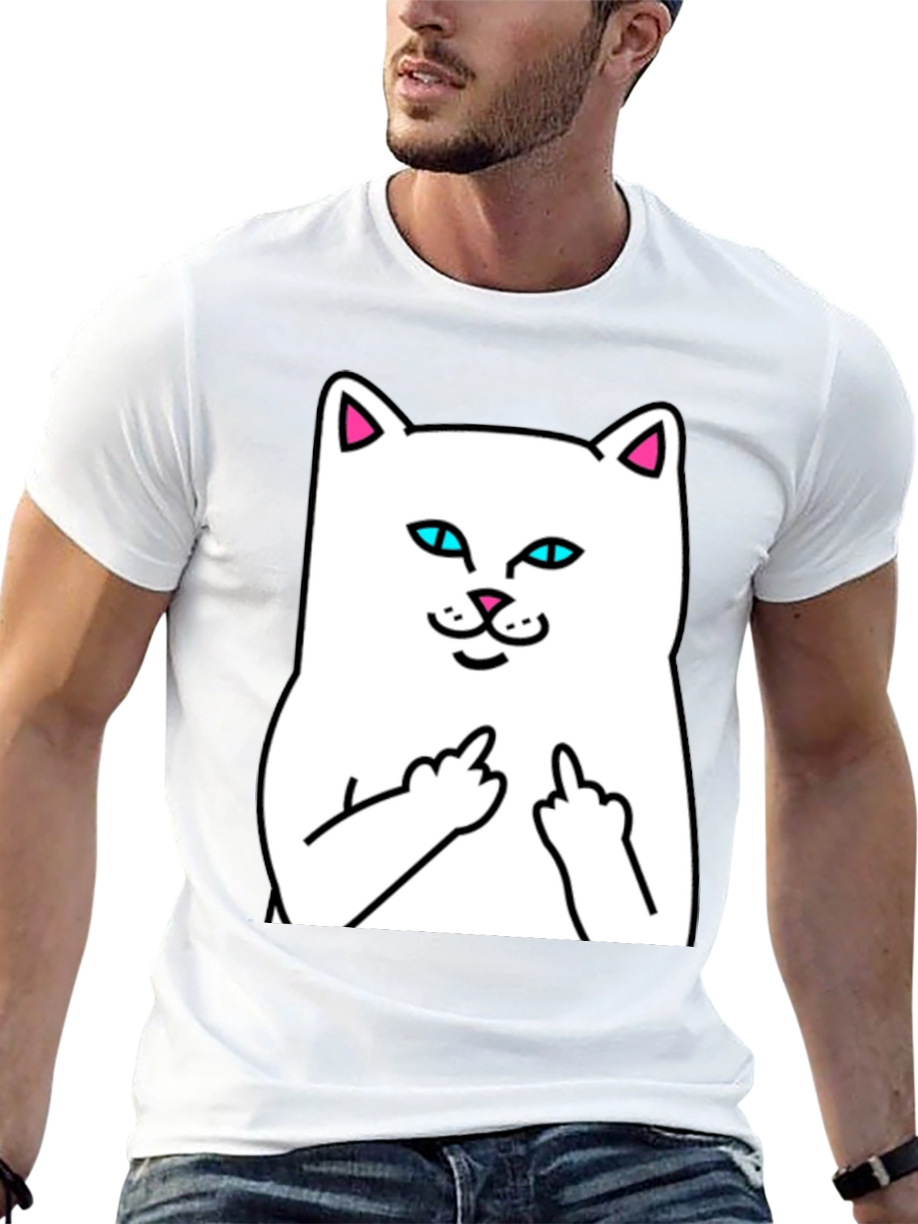 Rebellious Cat Graphic Tee - Black T-Shirt