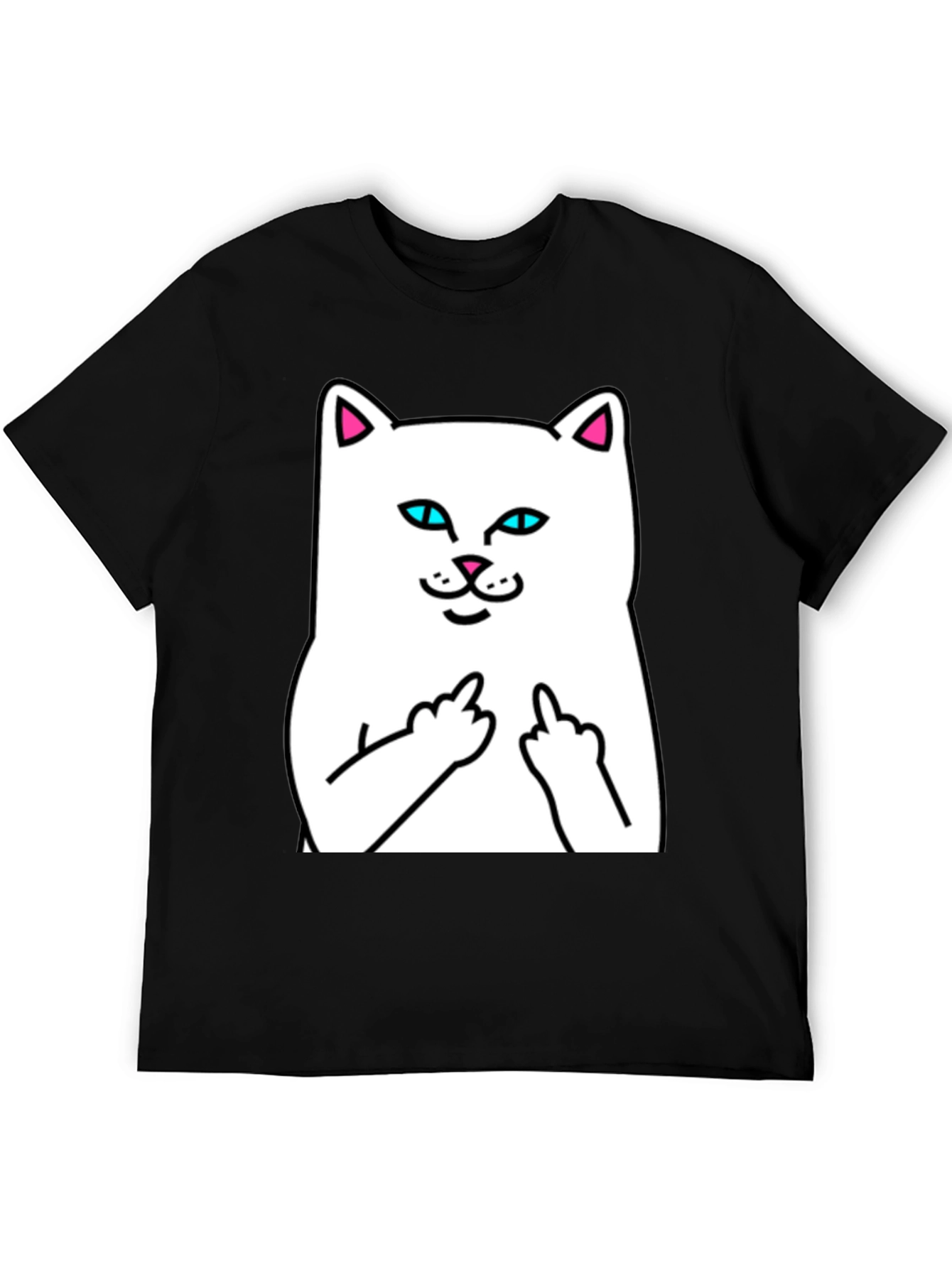 Rebellious Cat Graphic Tee - Black T-Shirt