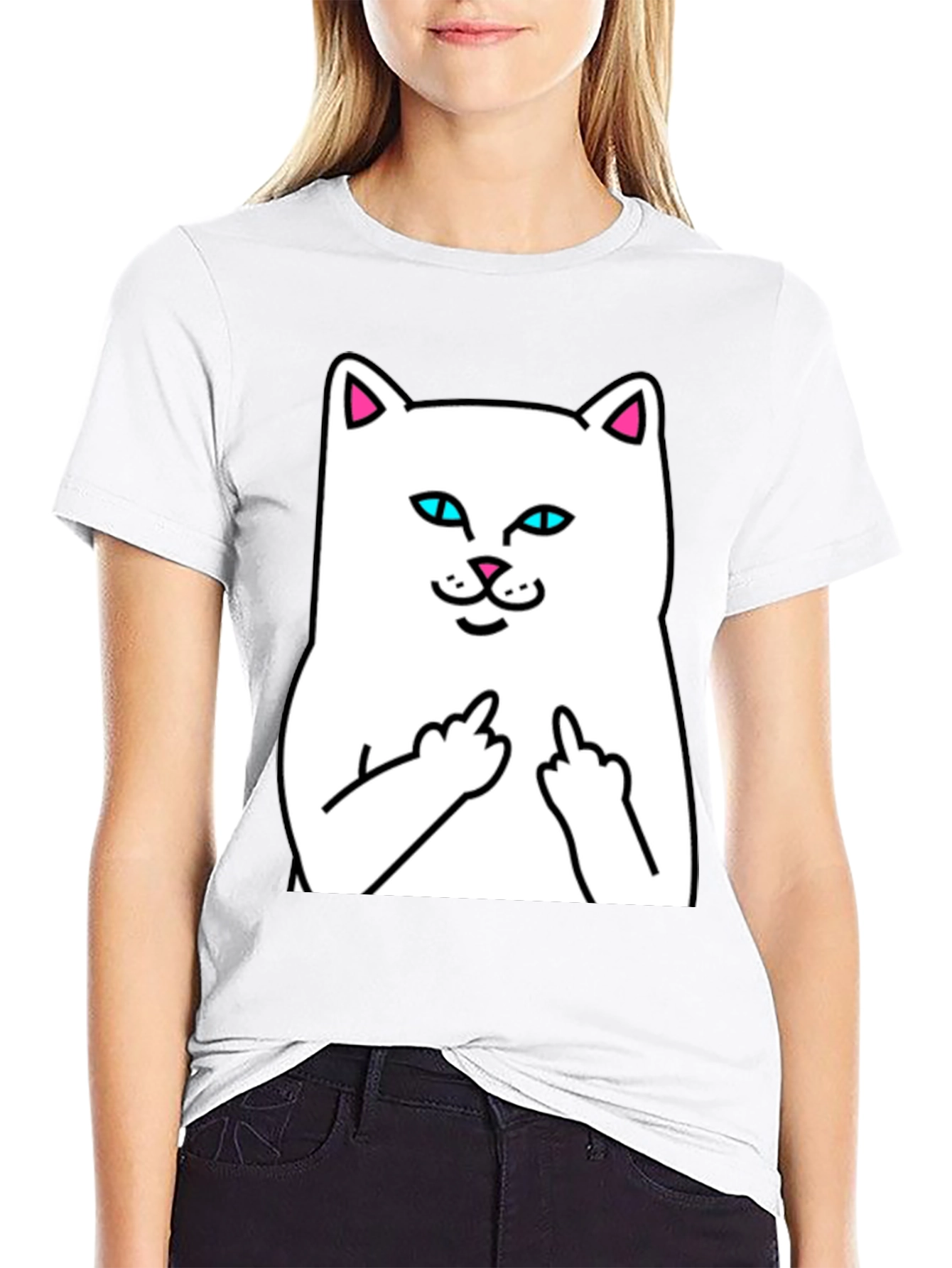 Rebellious Cat Graphic Tee - Black T-Shirt