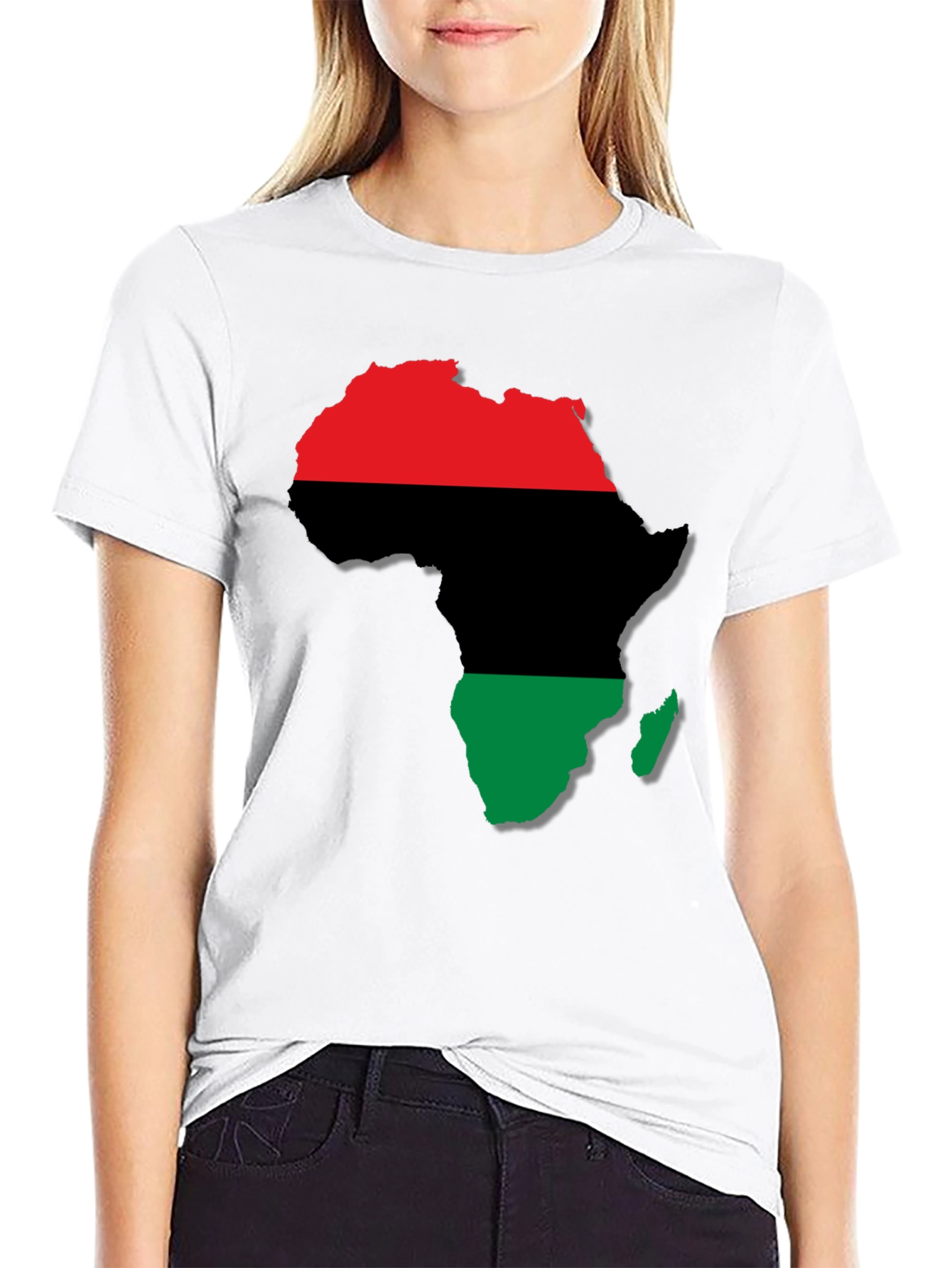 Africa Map T-Shirt - Red Black and Green Design