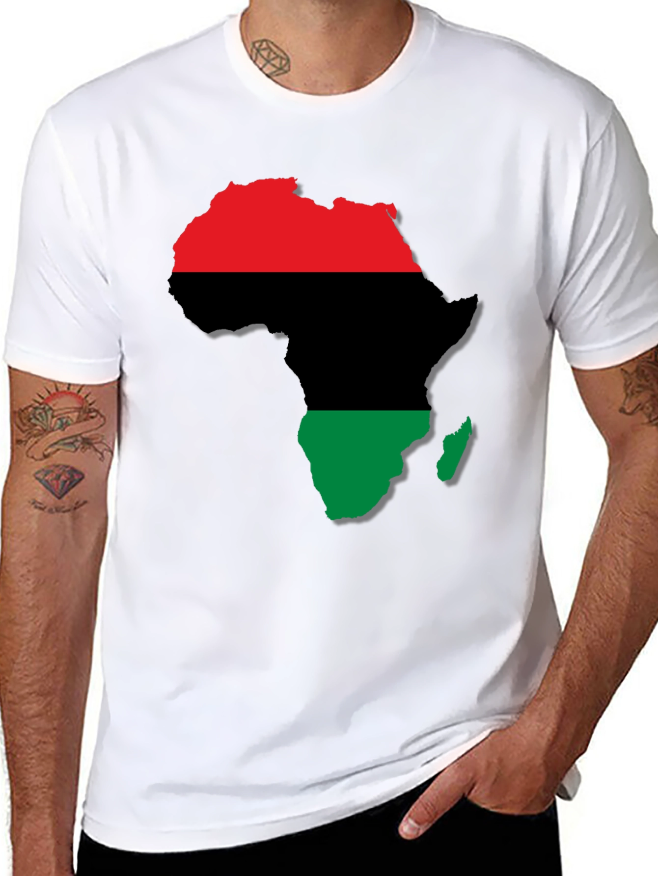 Africa Map T-Shirt - Red Black and Green Design