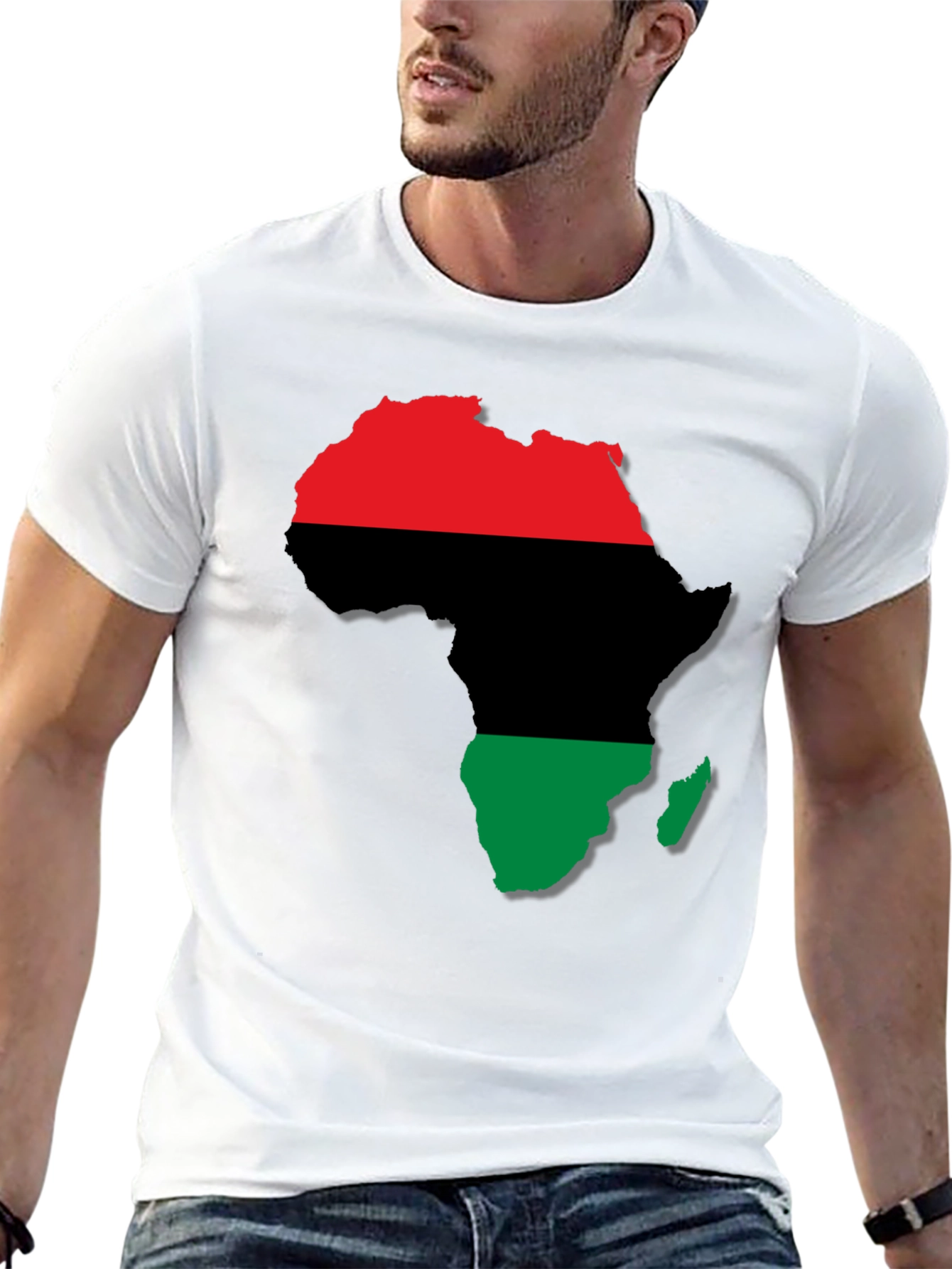 Africa Map T-Shirt - Red Black and Green Design