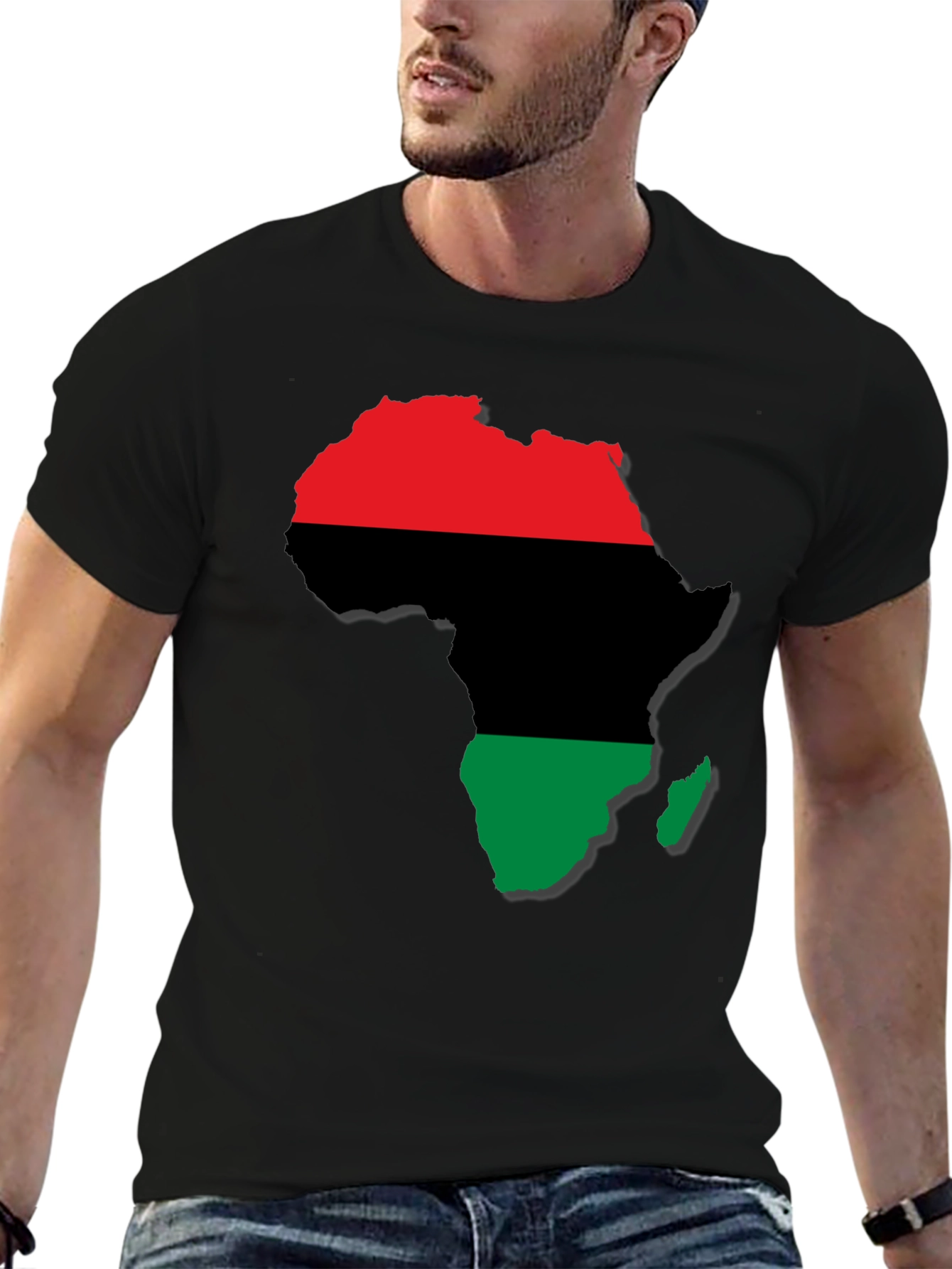 Africa Map T-Shirt - Red Black and Green Design