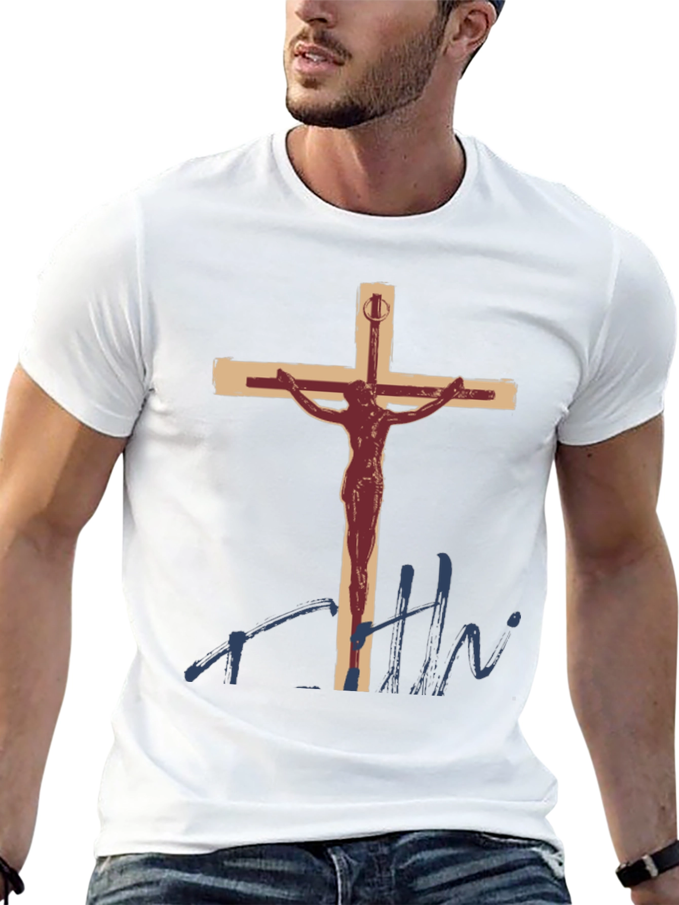 Crucifix Graphic T-Shirt - Religious Art Tee
