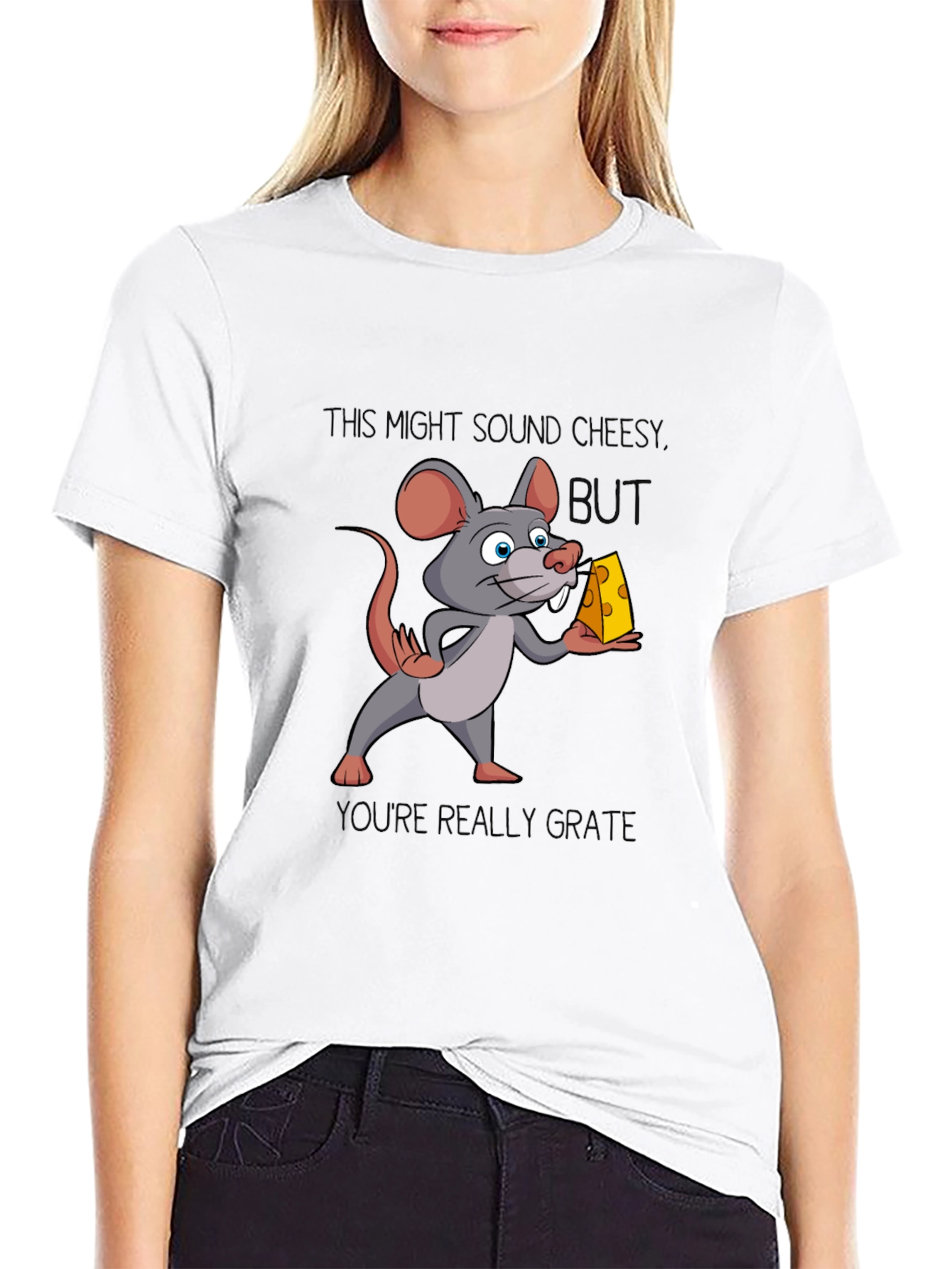Funny Mouse Cheese Humor Graphic T-Shirt