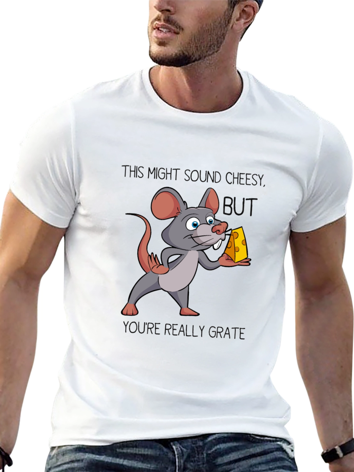 Funny Mouse Cheese Humor Graphic T-Shirt