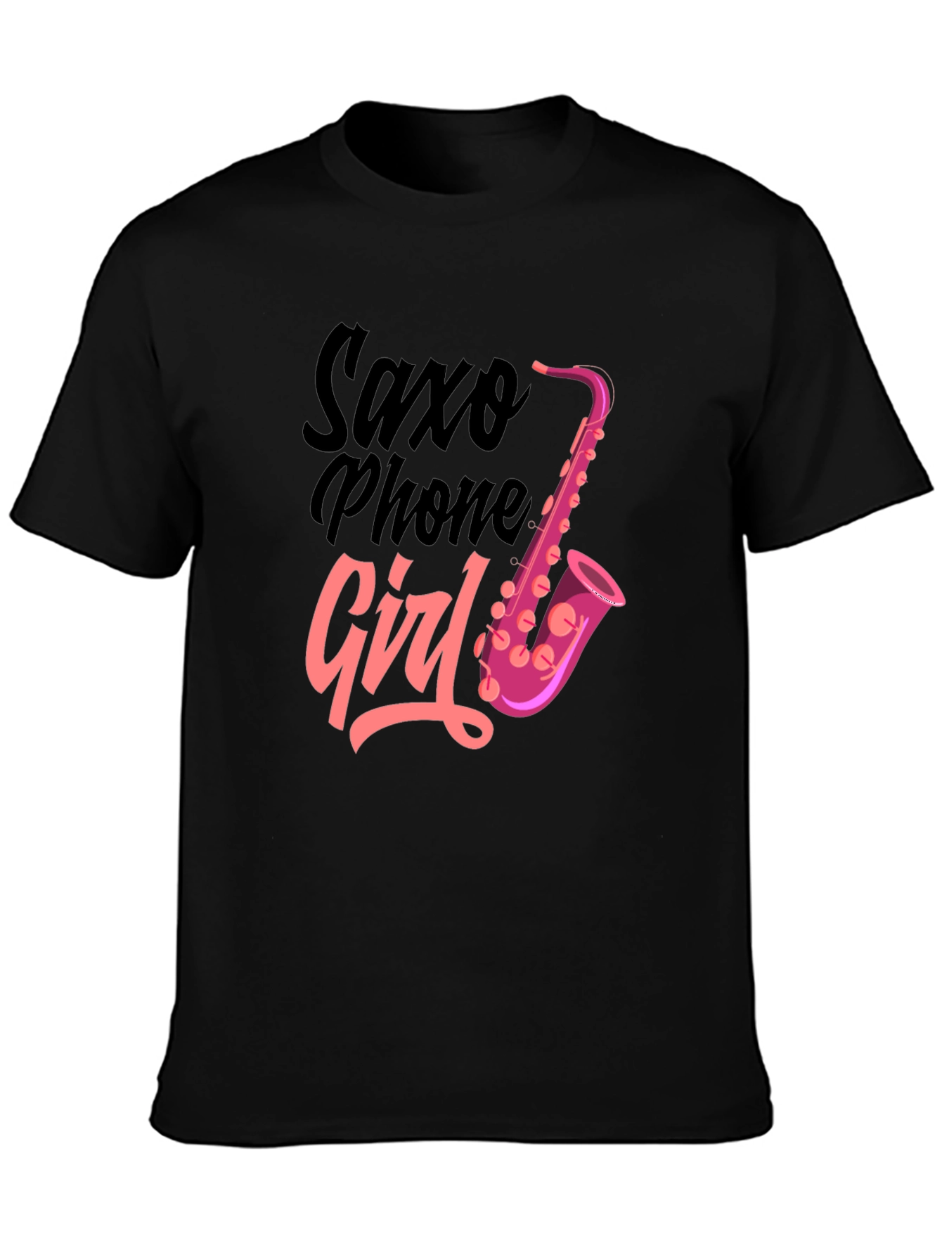 Saxophone Girl Graphic T-Shirt - Black