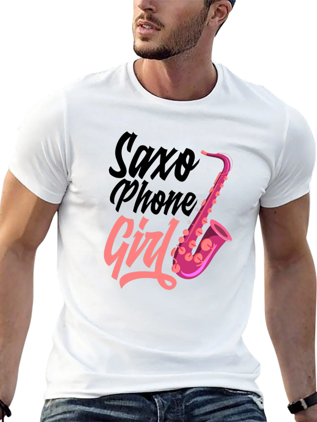 Saxophone Girl Graphic T-Shirt - Black