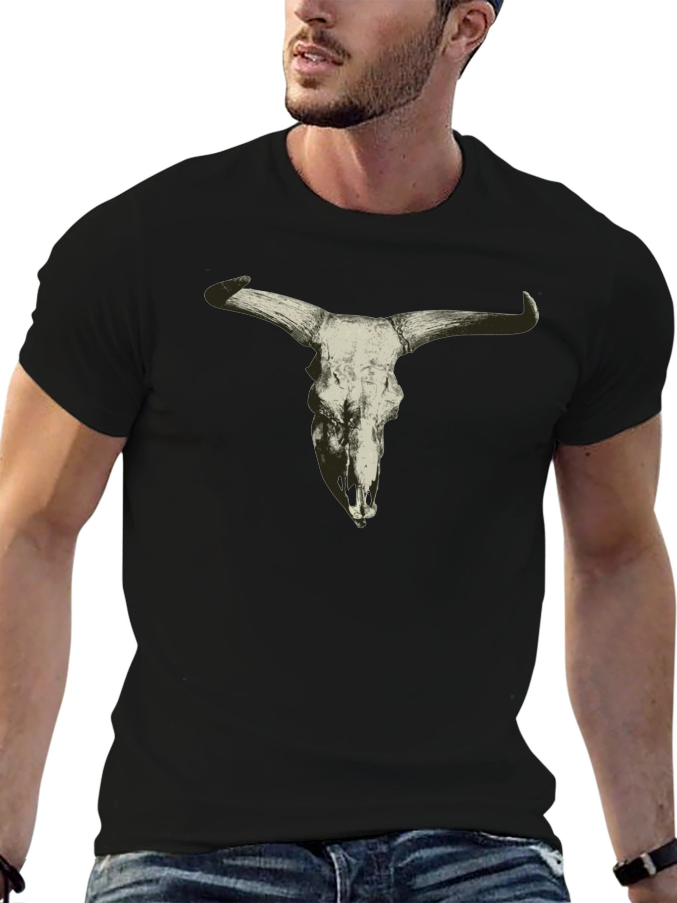 Cow Skull Graphic Tee - Mens Black T-Shirt