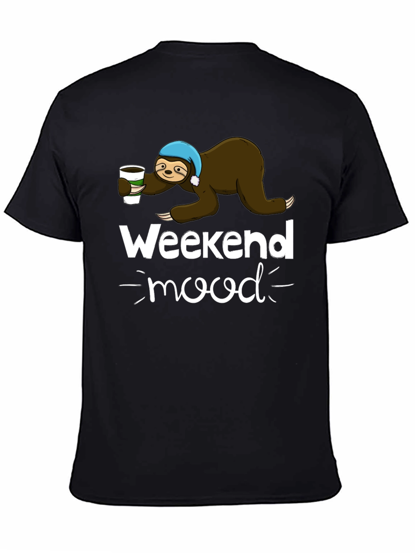 Weekend Mood Sloth Graphic Tee - Black