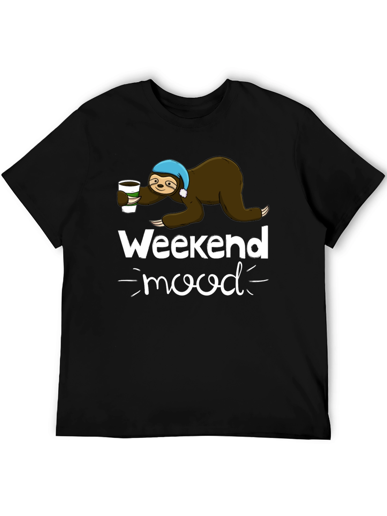Weekend Mood Sloth Graphic Tee - Black