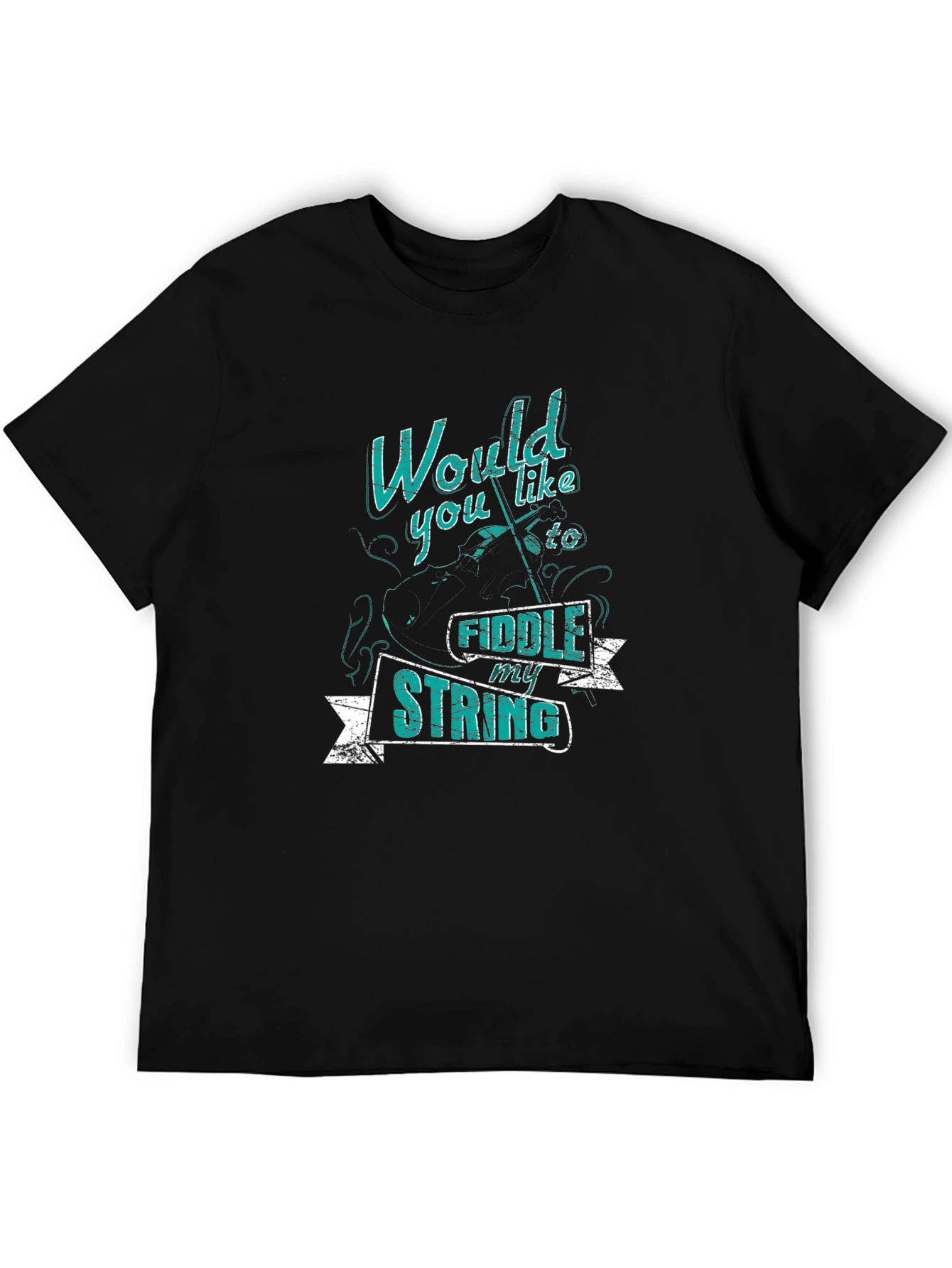 Fiddle My String Graphic Tee - Black Cotton T-Shirt