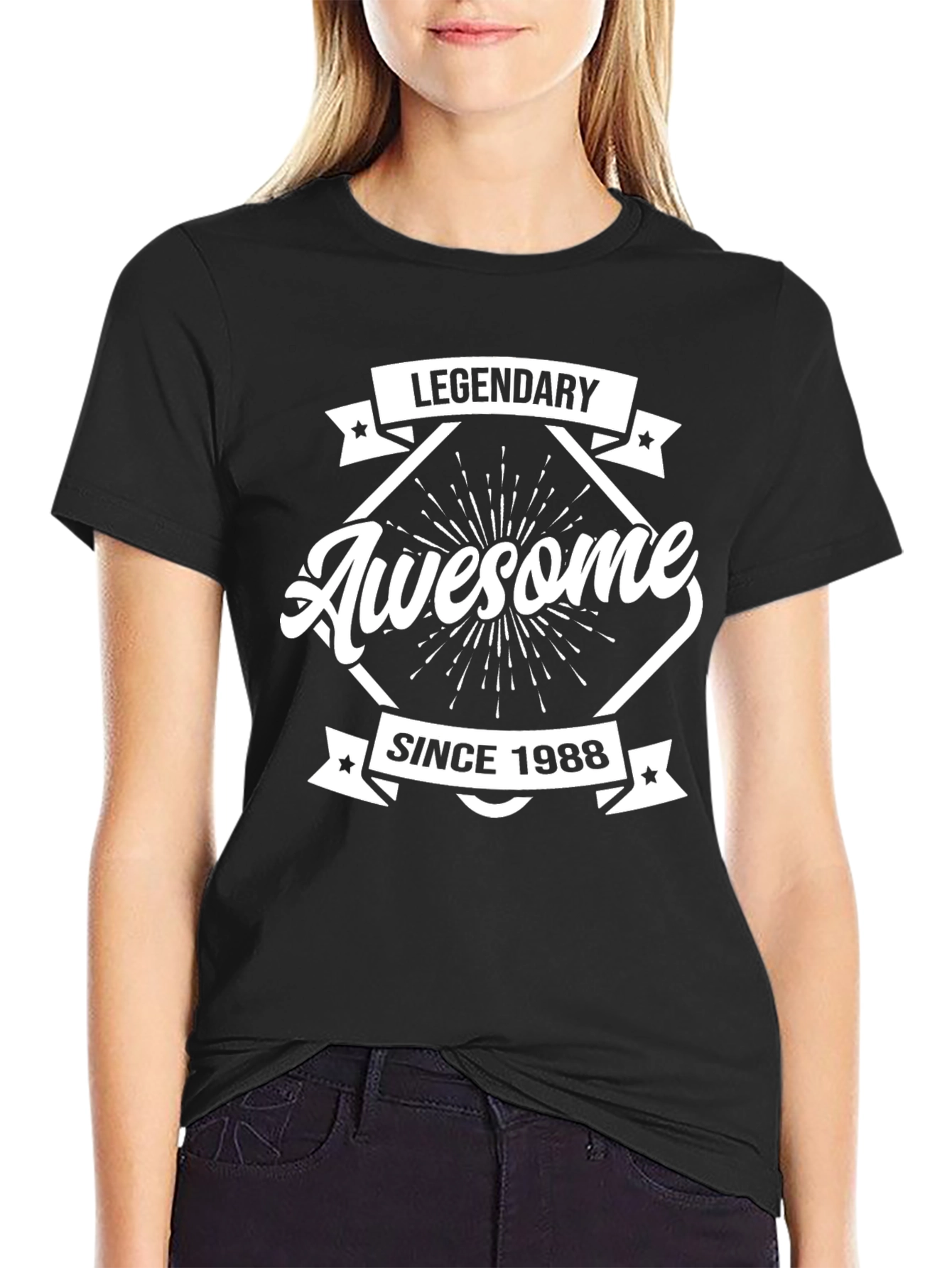 Legendary Awesome Since 1988 Black Graphic T-Shirt