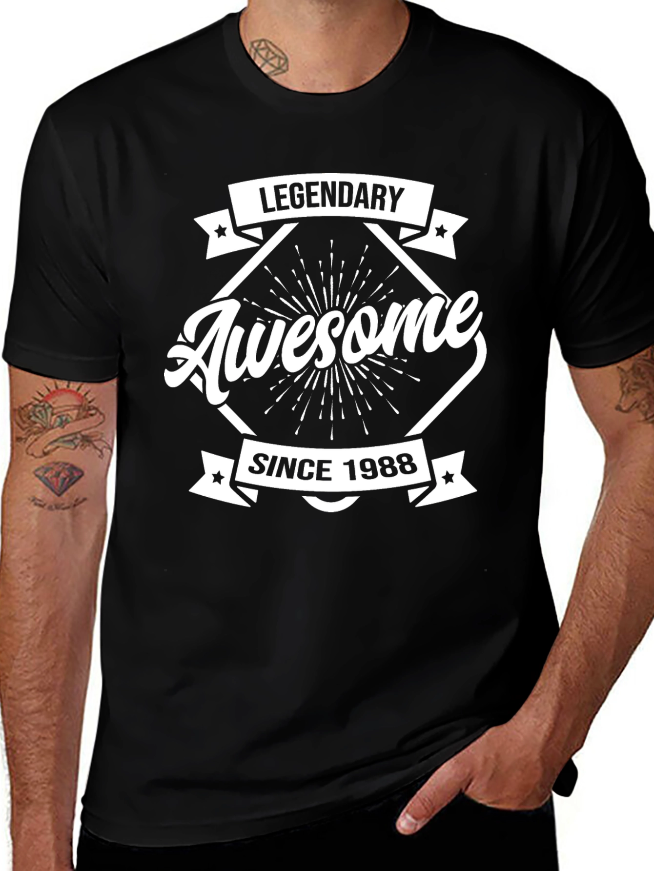Legendary Awesome Since 1988 Black Graphic T-Shirt