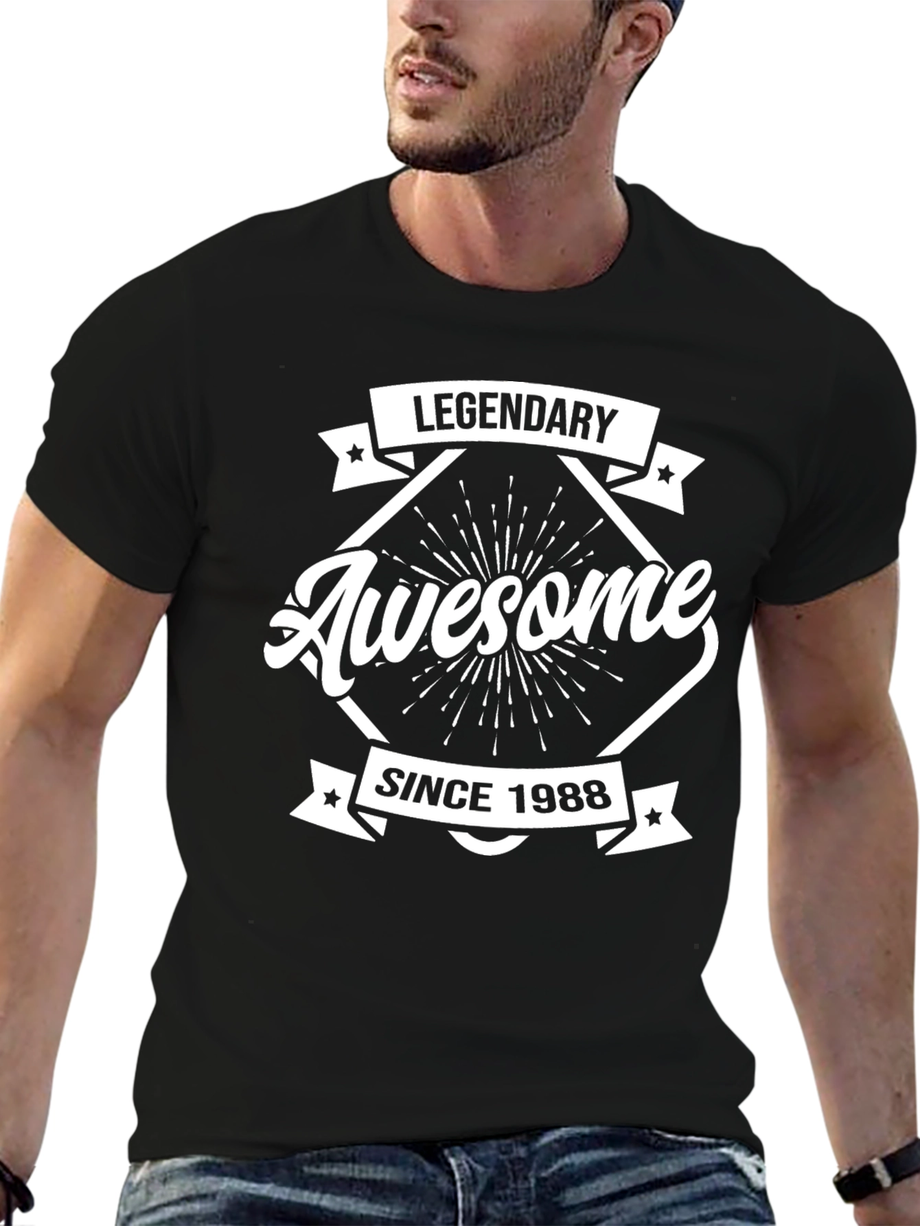 Legendary Awesome Since 1988 Black Graphic T-Shirt