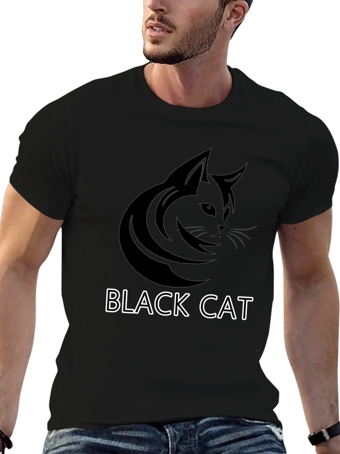 Black Cat Graphic Tee - Cool Cat Lover T-Shirt