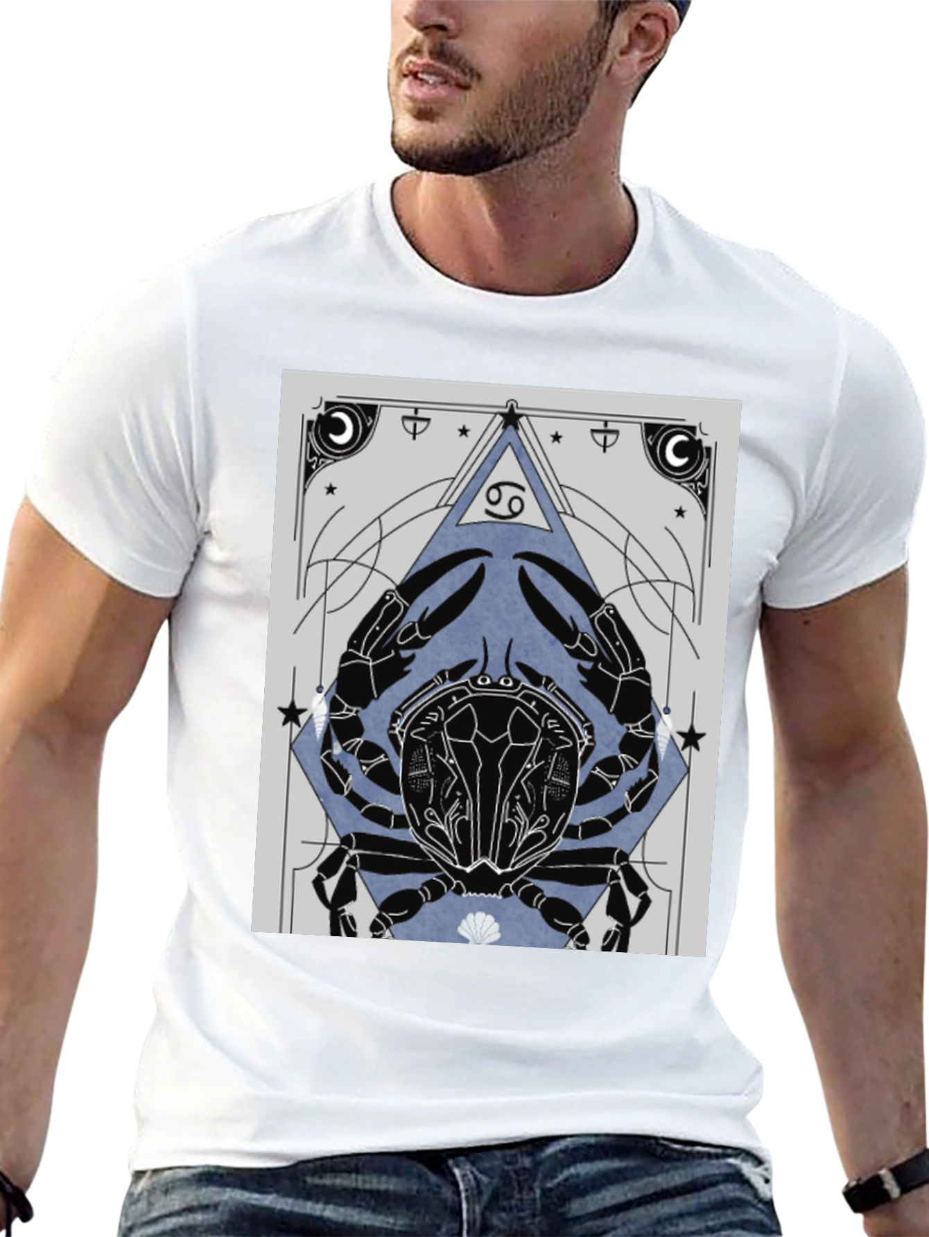 Cancer Zodiac Graphic Tee - Black Cotton T-Shirt