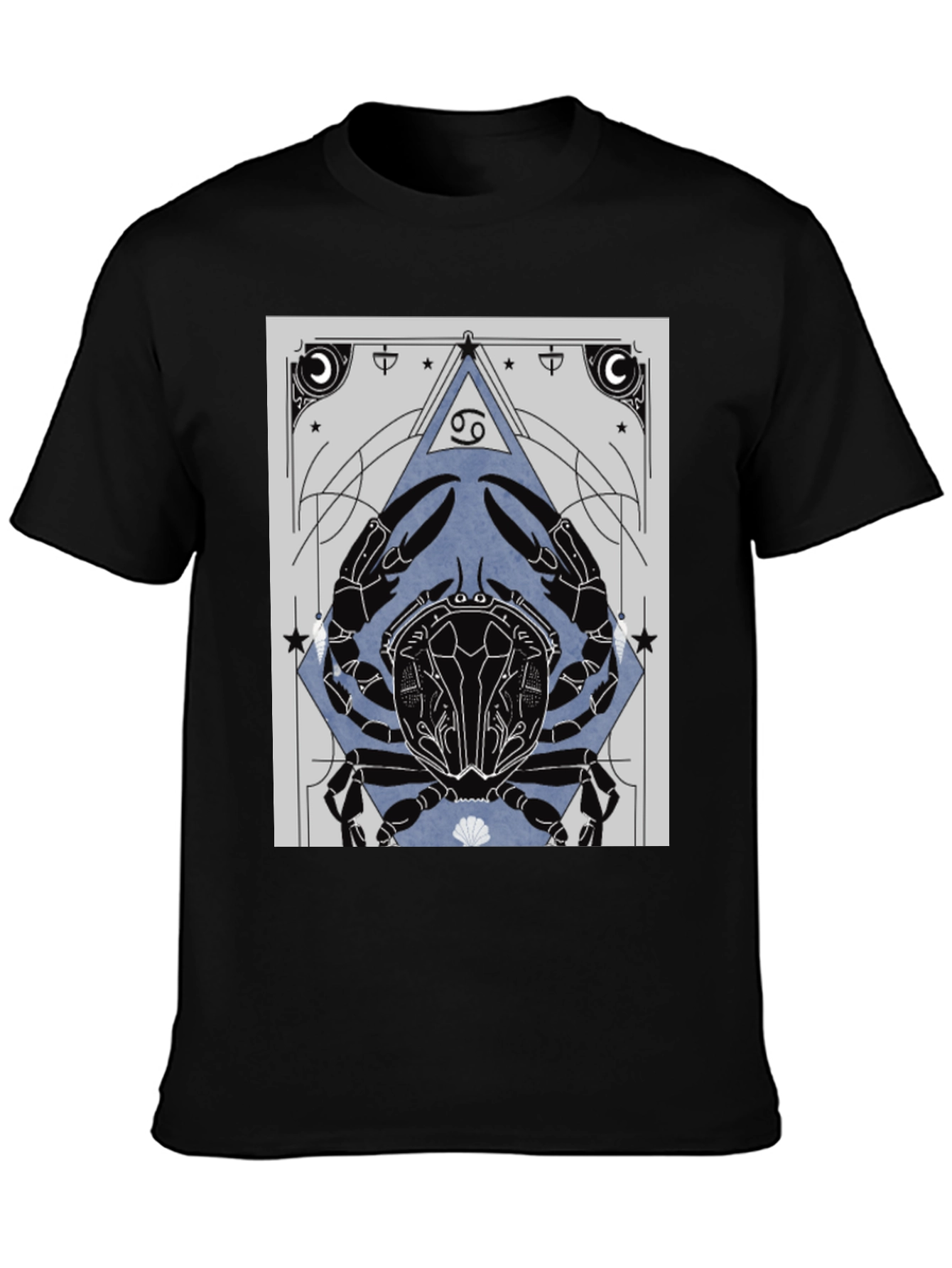 Cancer Zodiac Graphic Tee - Black Cotton T-Shirt