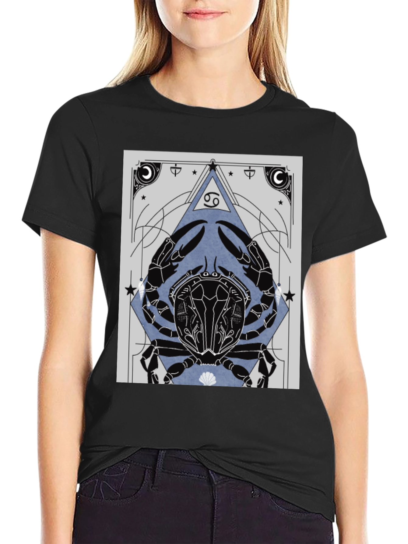 Cancer Zodiac Graphic Tee - Black Cotton T-Shirt