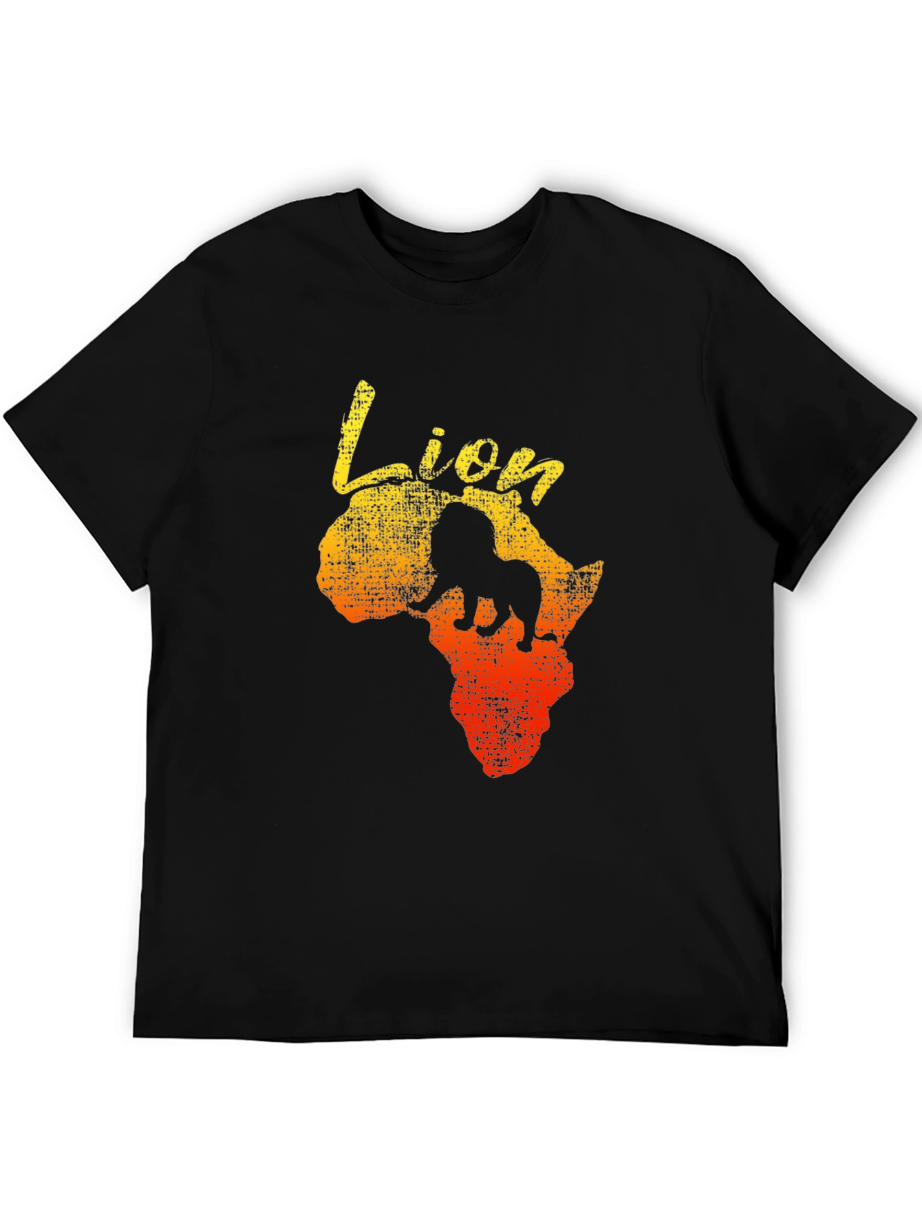 Lion Africa Graphic Print Mens Black T-Shirt