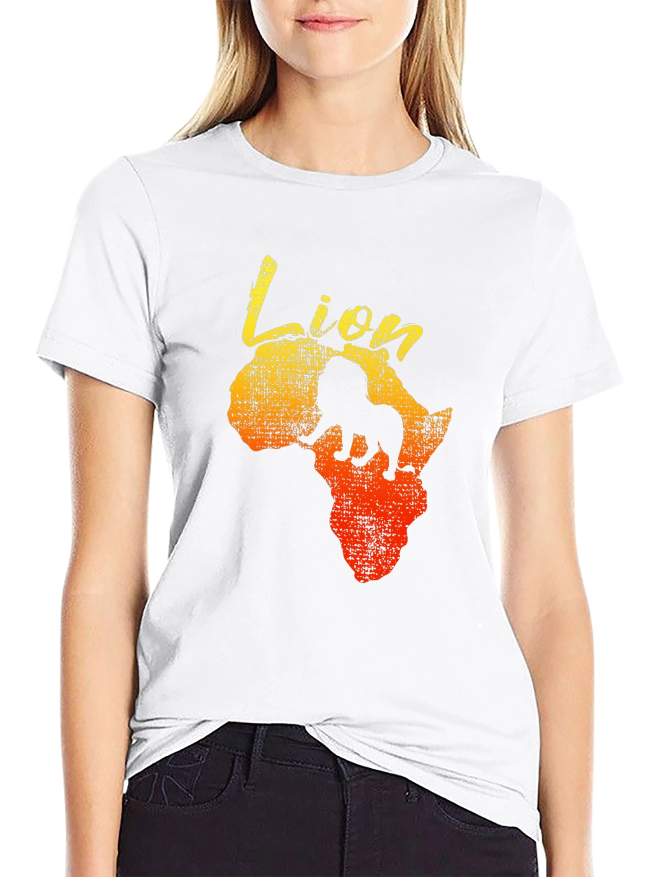 Lion Africa Graphic Print Mens Black T-Shirt