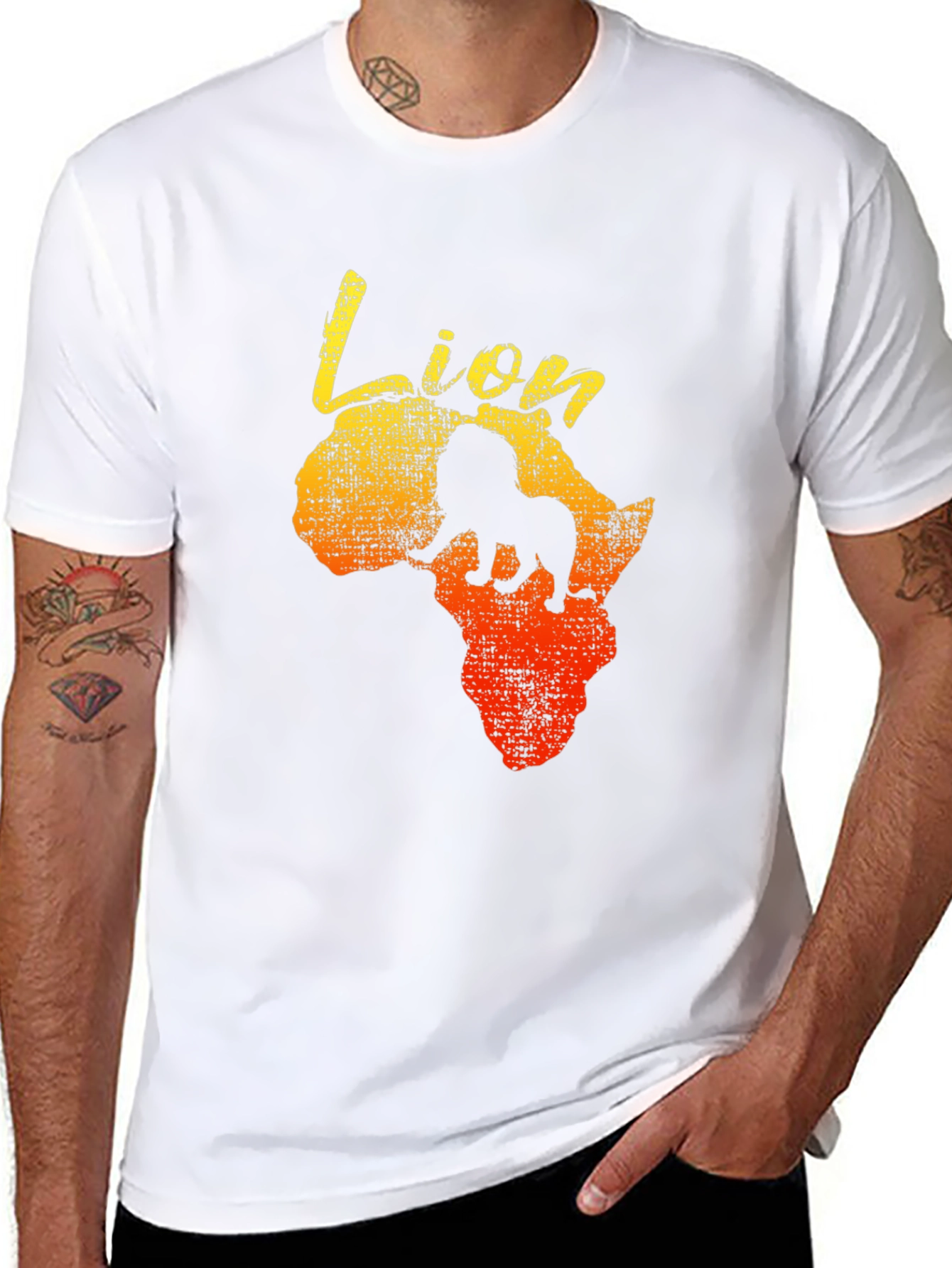 Lion Africa Graphic Print Mens Black T-Shirt