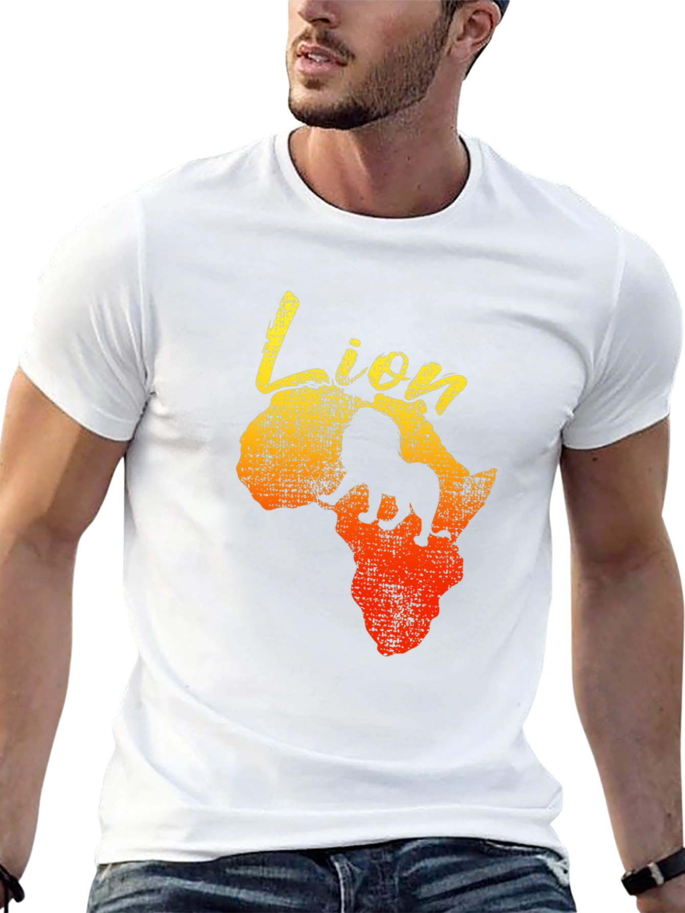 Lion Africa Graphic Print Mens Black T-Shirt