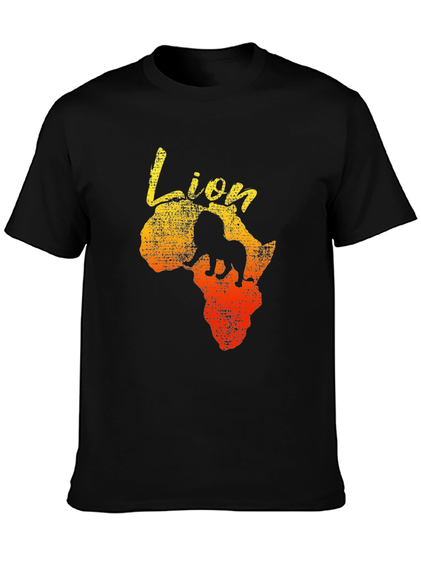 Lion Africa Graphic Print Mens Black T-Shirt