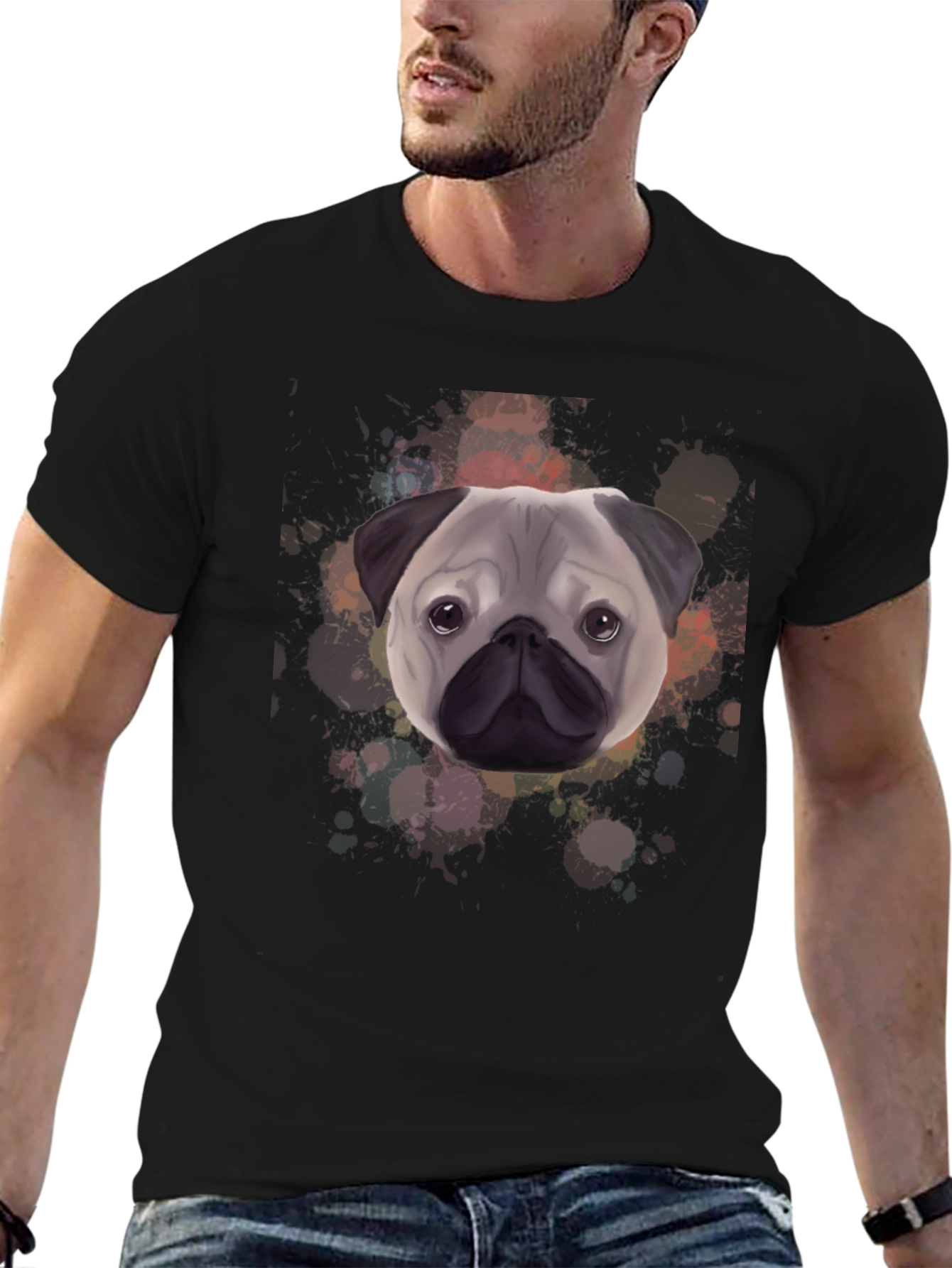 Pug Portrait Graphic T-Shirt - Stylish Dog Tee