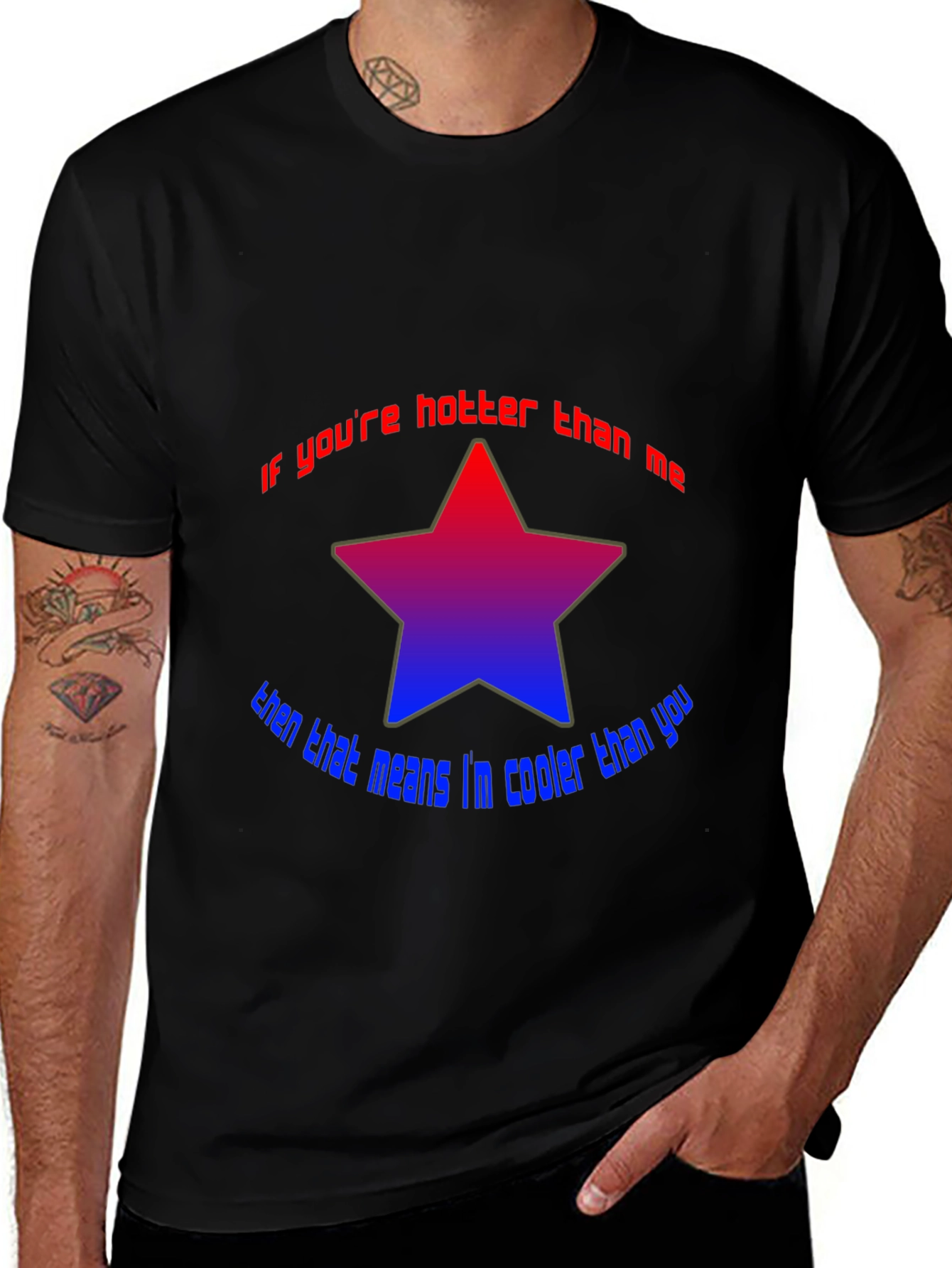 Cooler Than You Star Graphic Tee - Black
