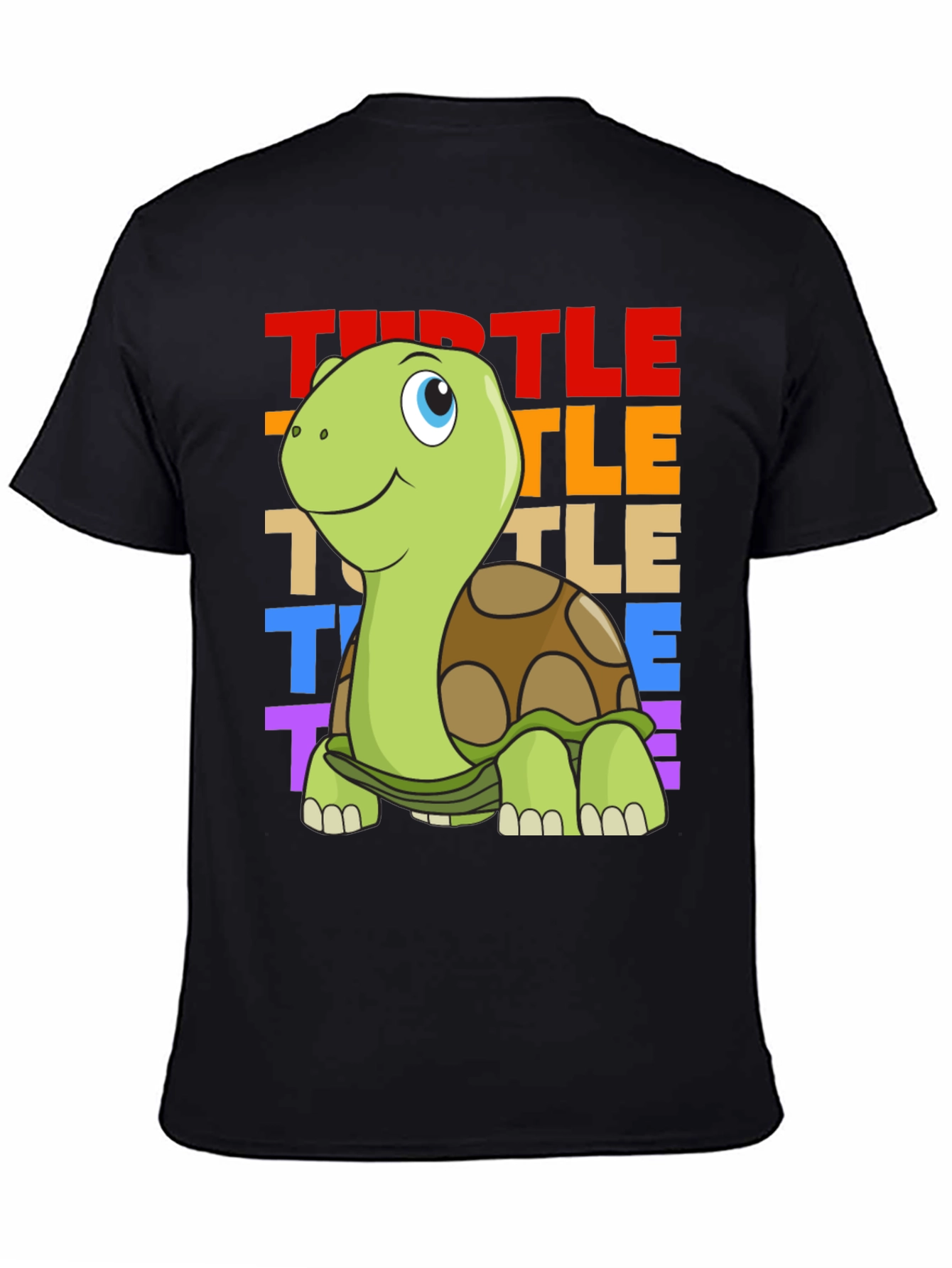 Cartoon Turtle Graphic Tee - Unisex Black T-Shirt