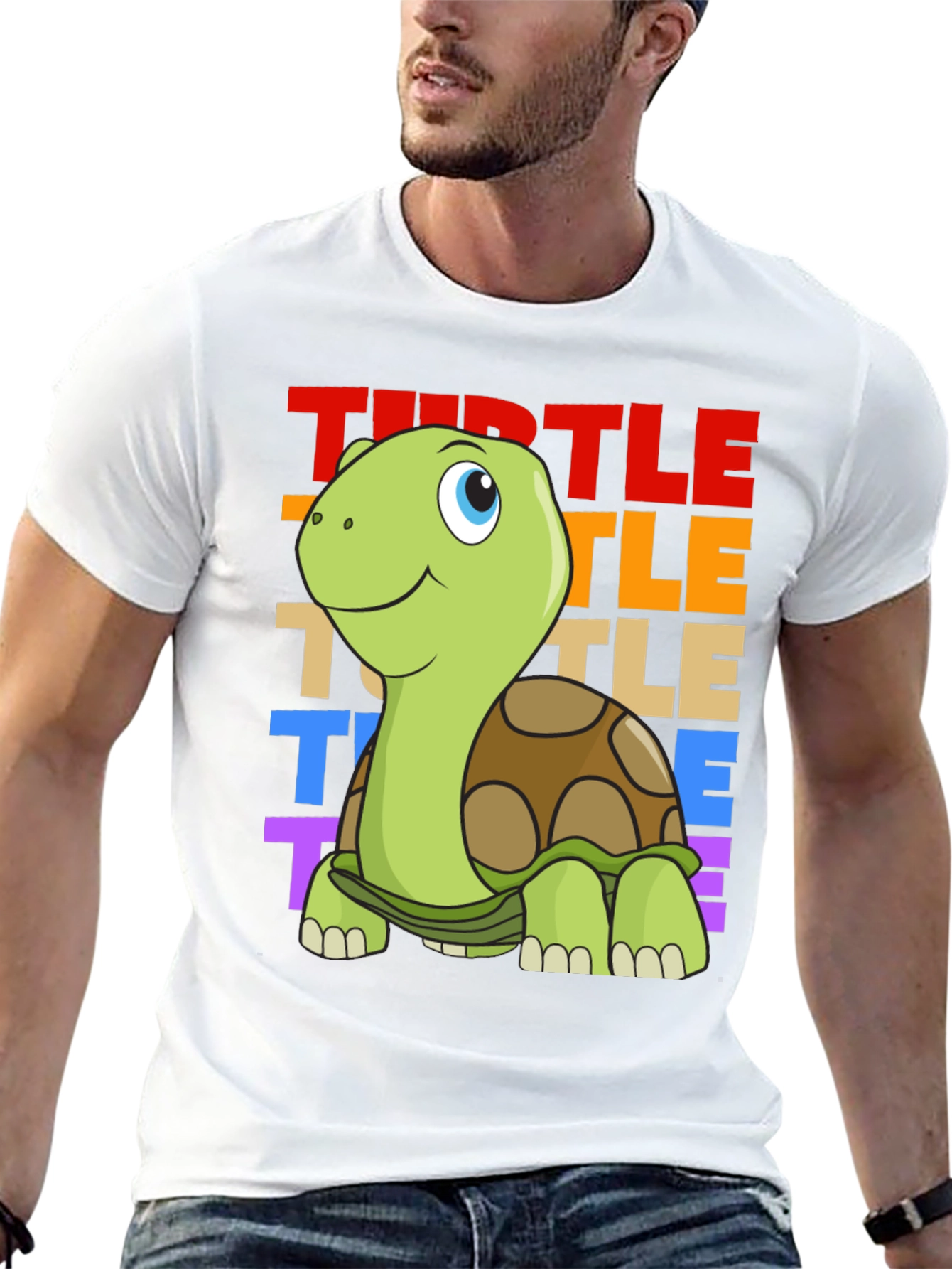 Cartoon Turtle Graphic Tee - Unisex Black T-Shirt