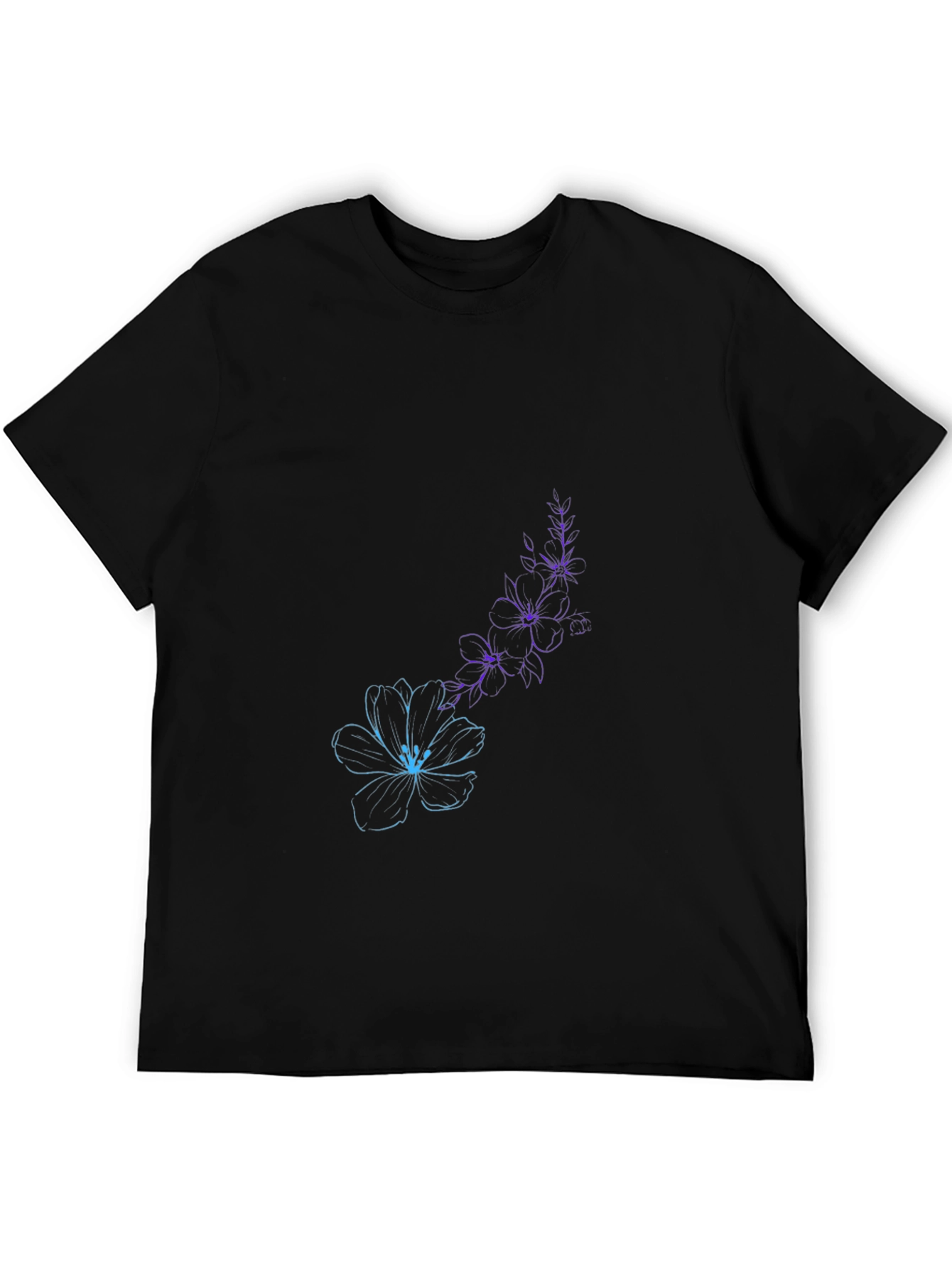 Black Floral Sketch T-Shirt - Artistic Style