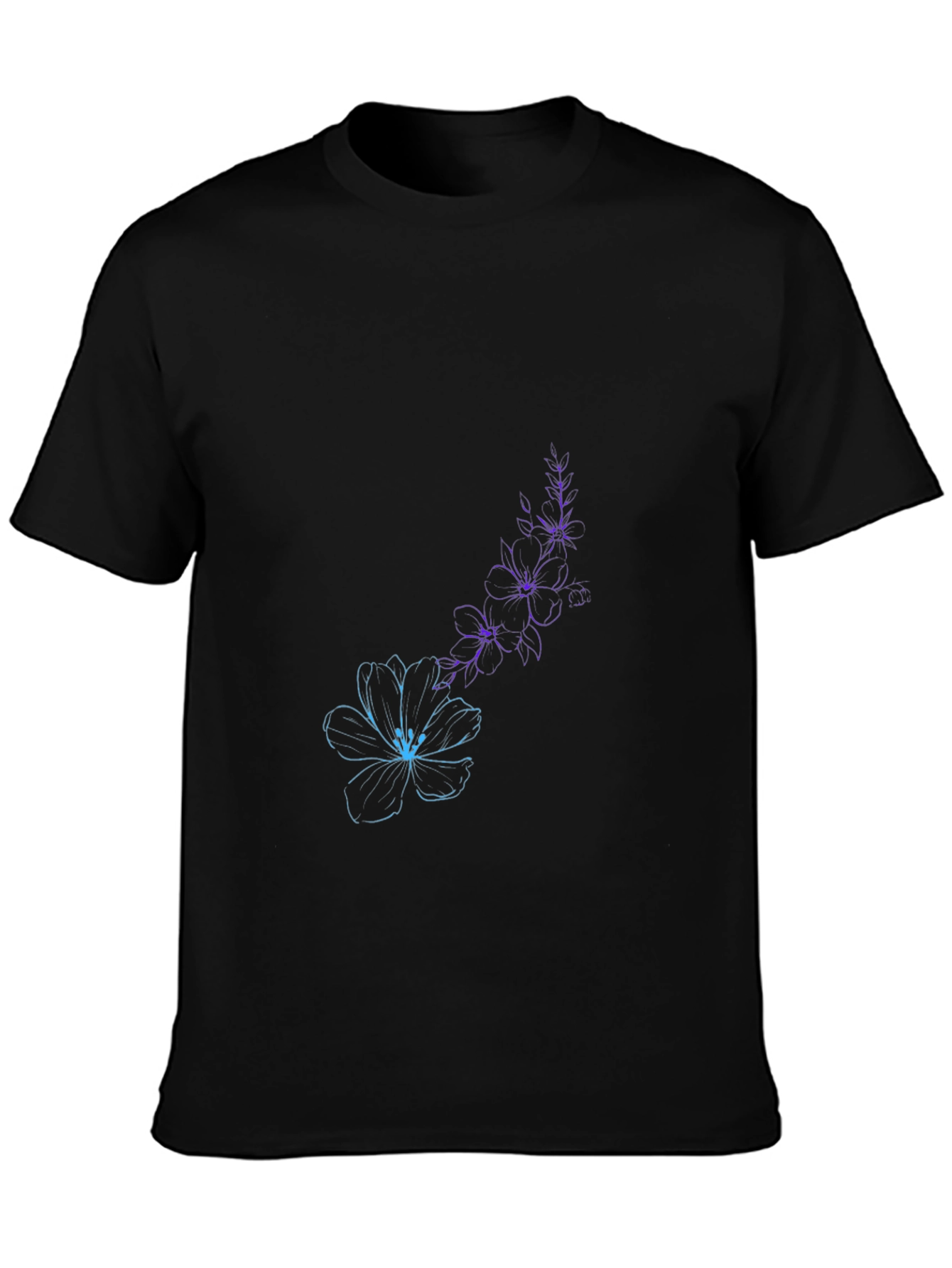 Black Floral Sketch T-Shirt - Artistic Style