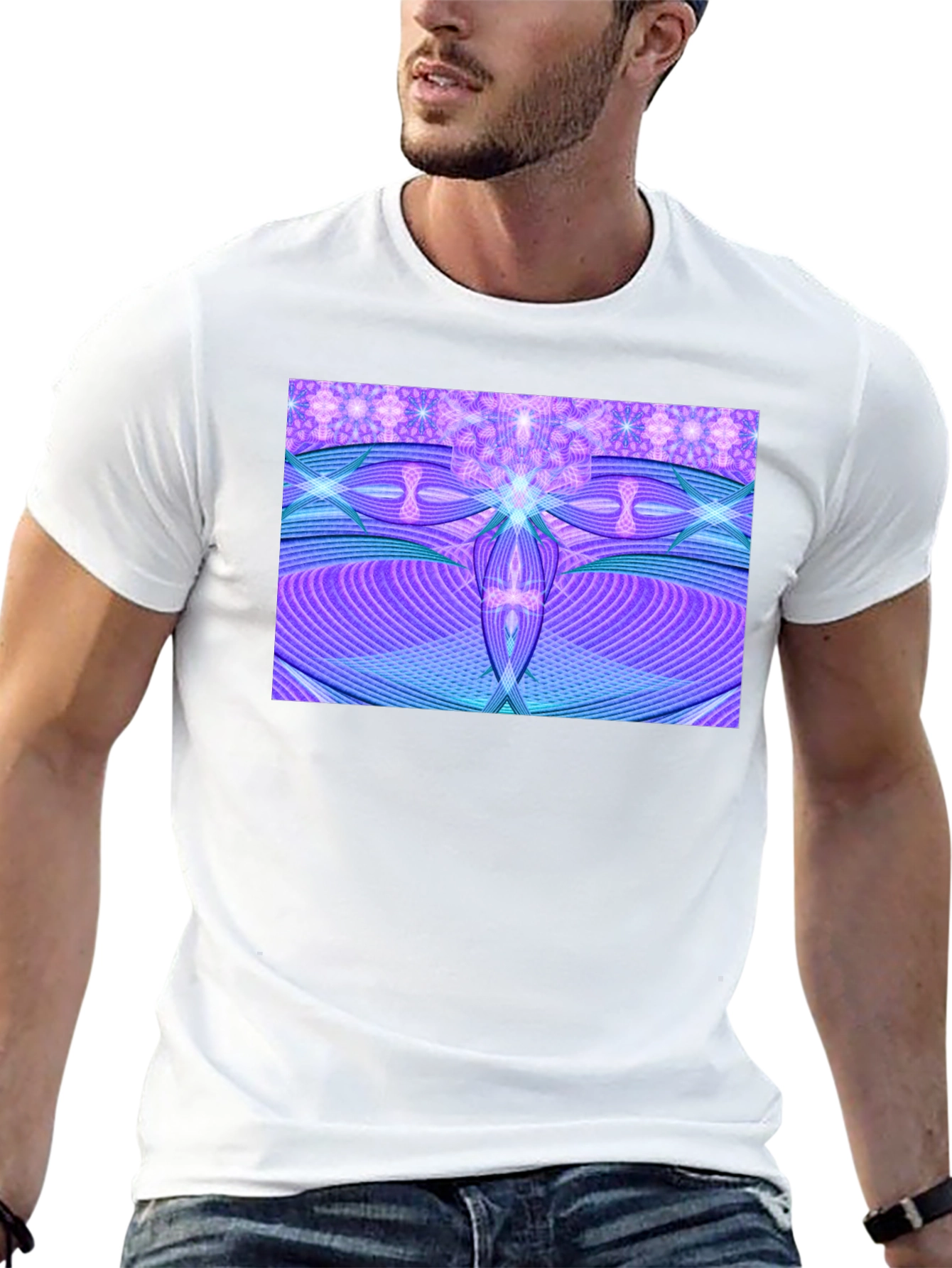 Abstract Purple Graphic Print Tee