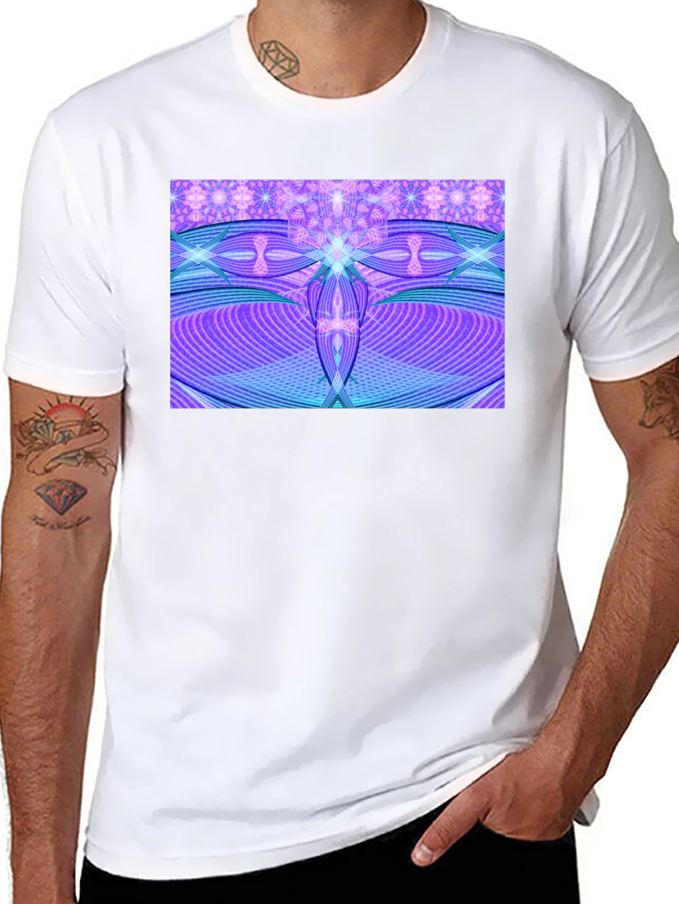 Abstract Purple Graphic Print Tee