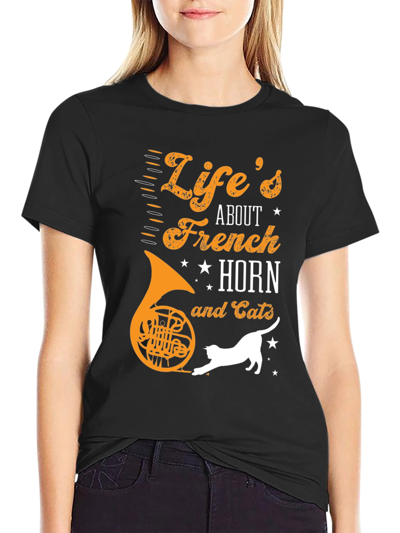 Lifes About French Horn and Cats T-Shirt