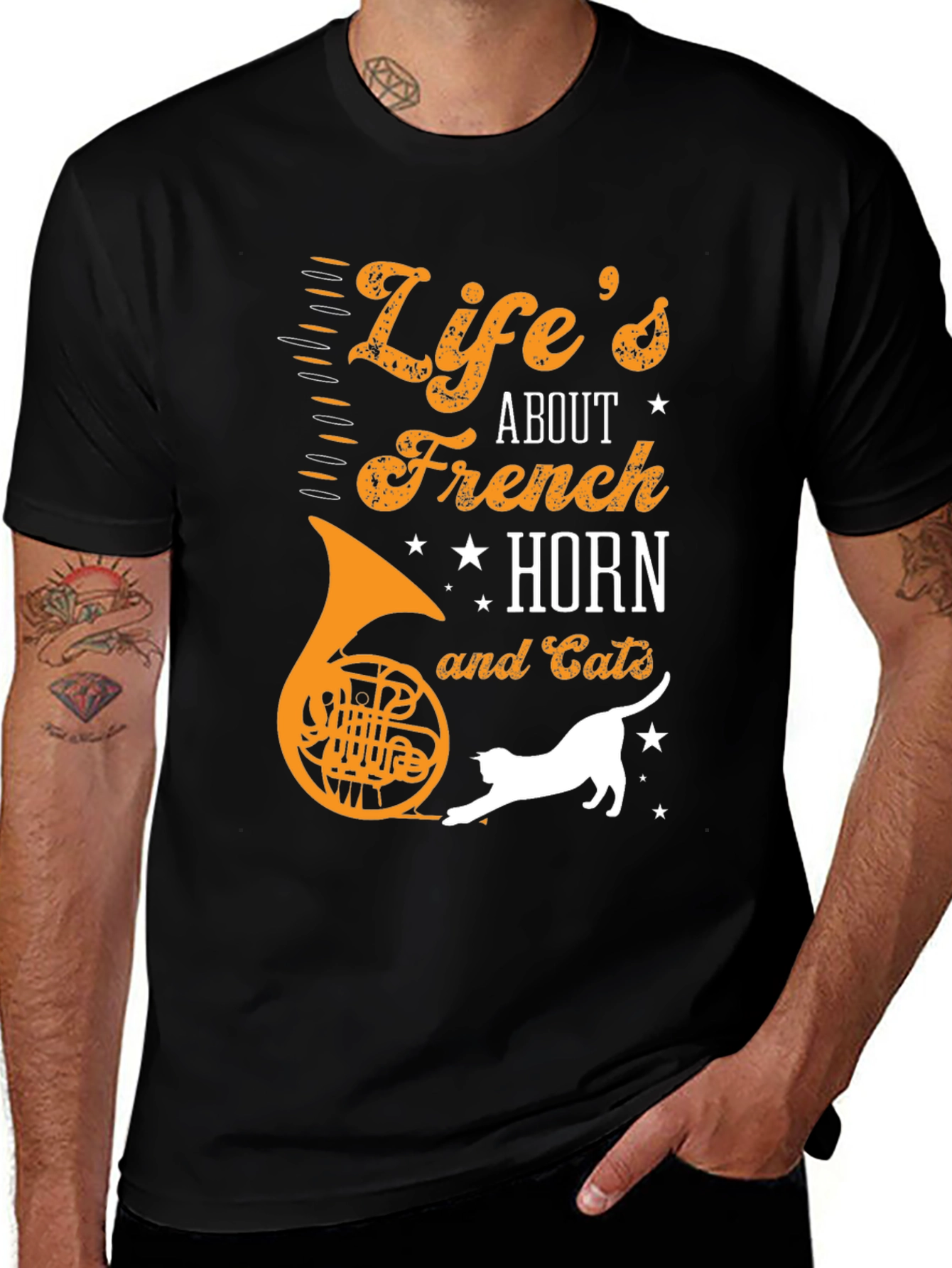 Lifes About French Horn and Cats T-Shirt