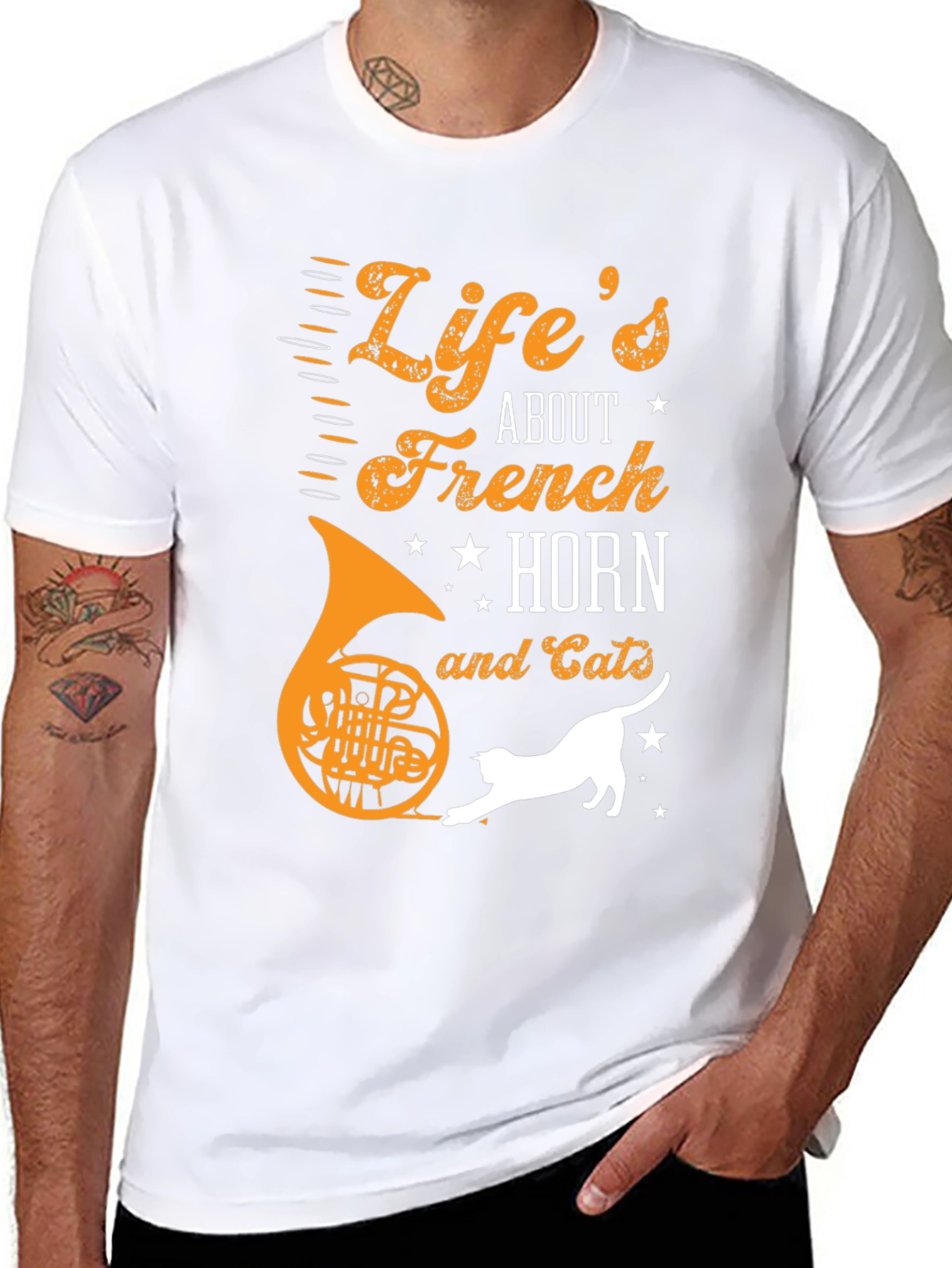 Lifes About French Horn and Cats T-Shirt
