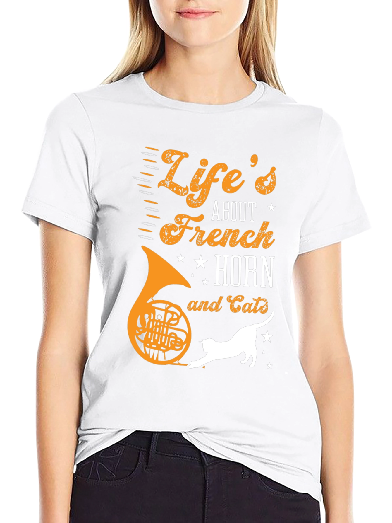 Lifes About French Horn and Cats T-Shirt