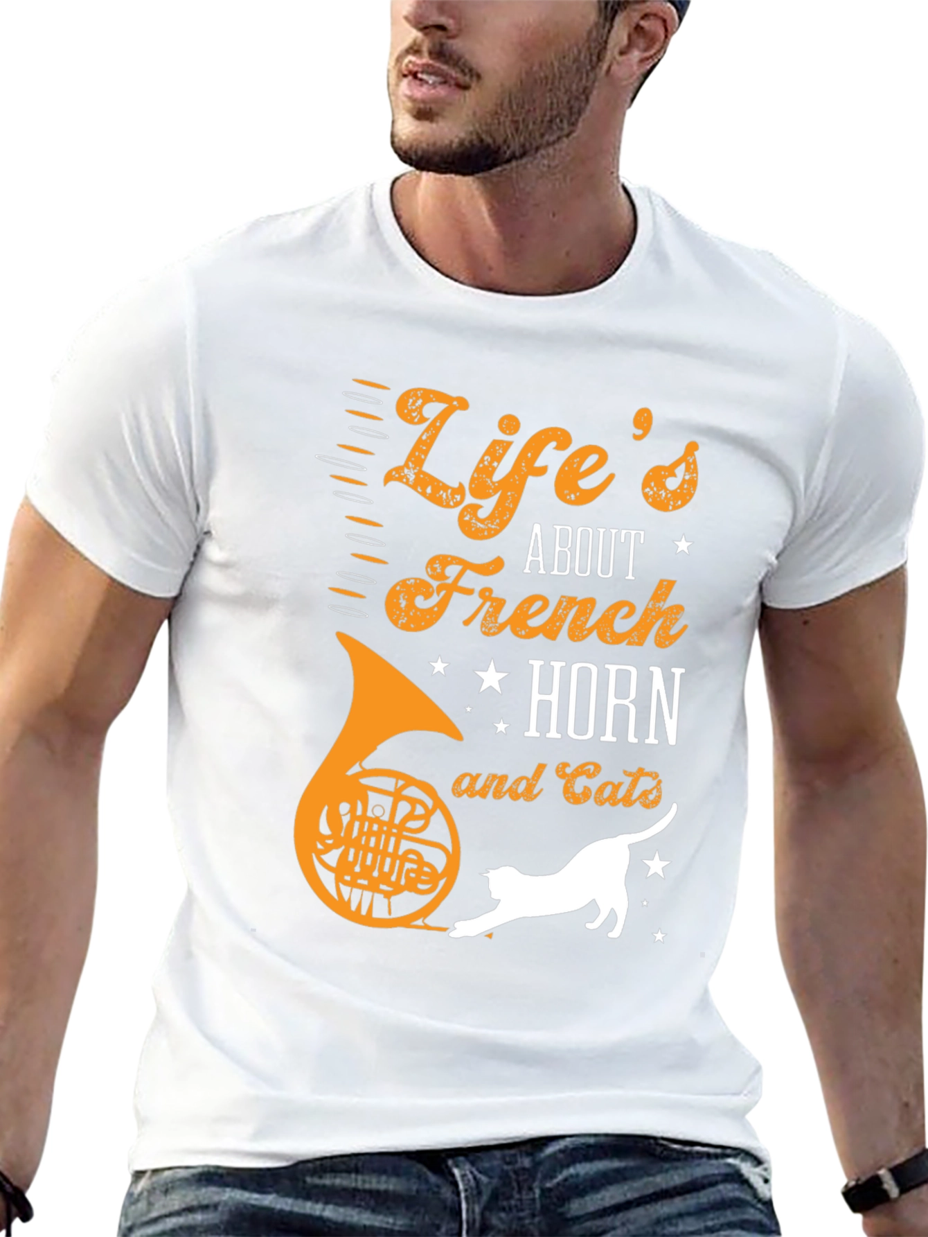 Lifes About French Horn and Cats T-Shirt