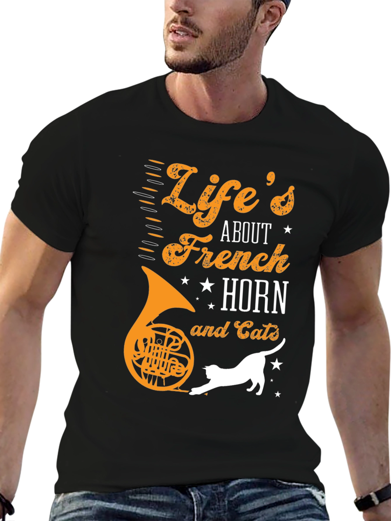 Lifes About French Horn and Cats T-Shirt